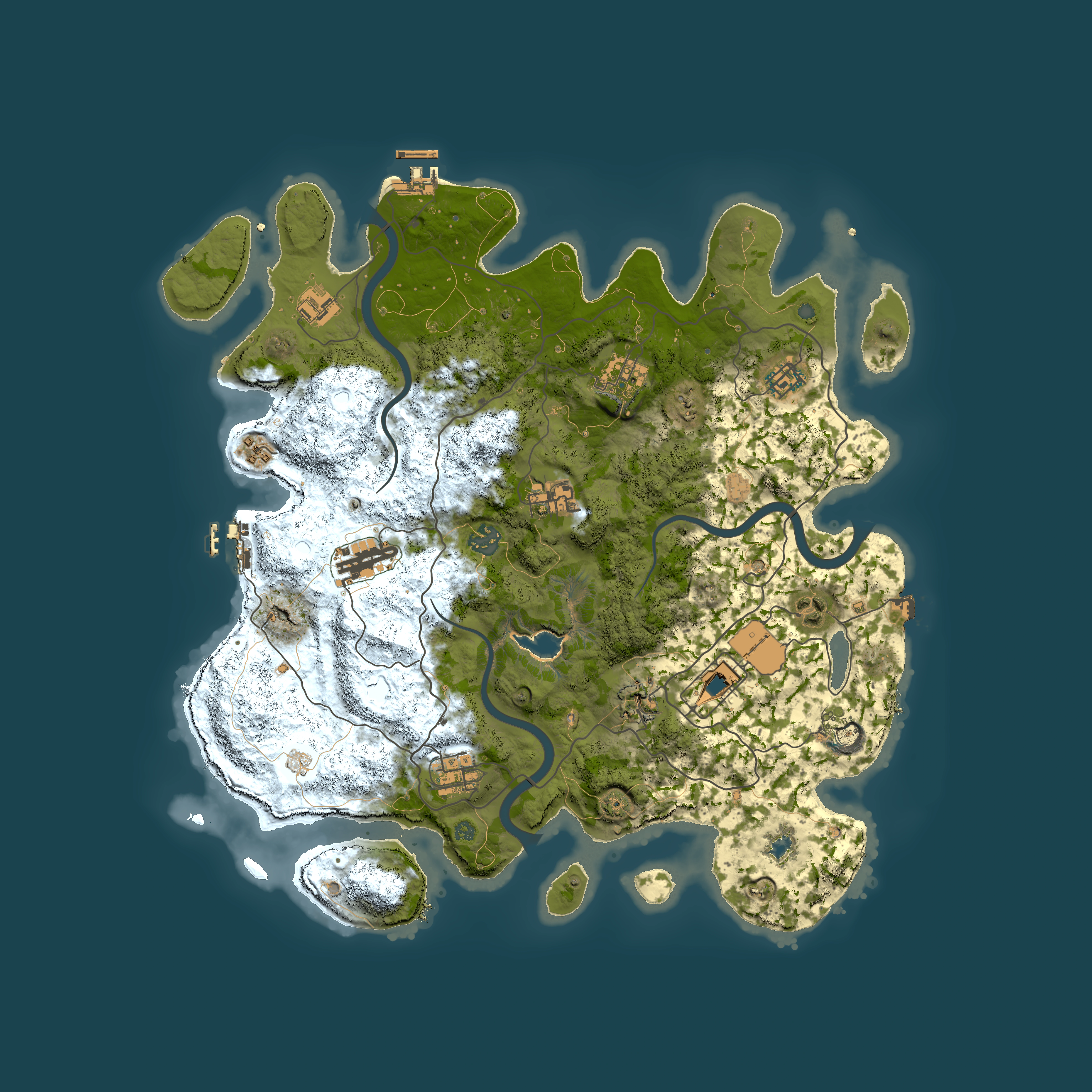 Full top-down render of Rust map seed 205415471, 4050x4050m