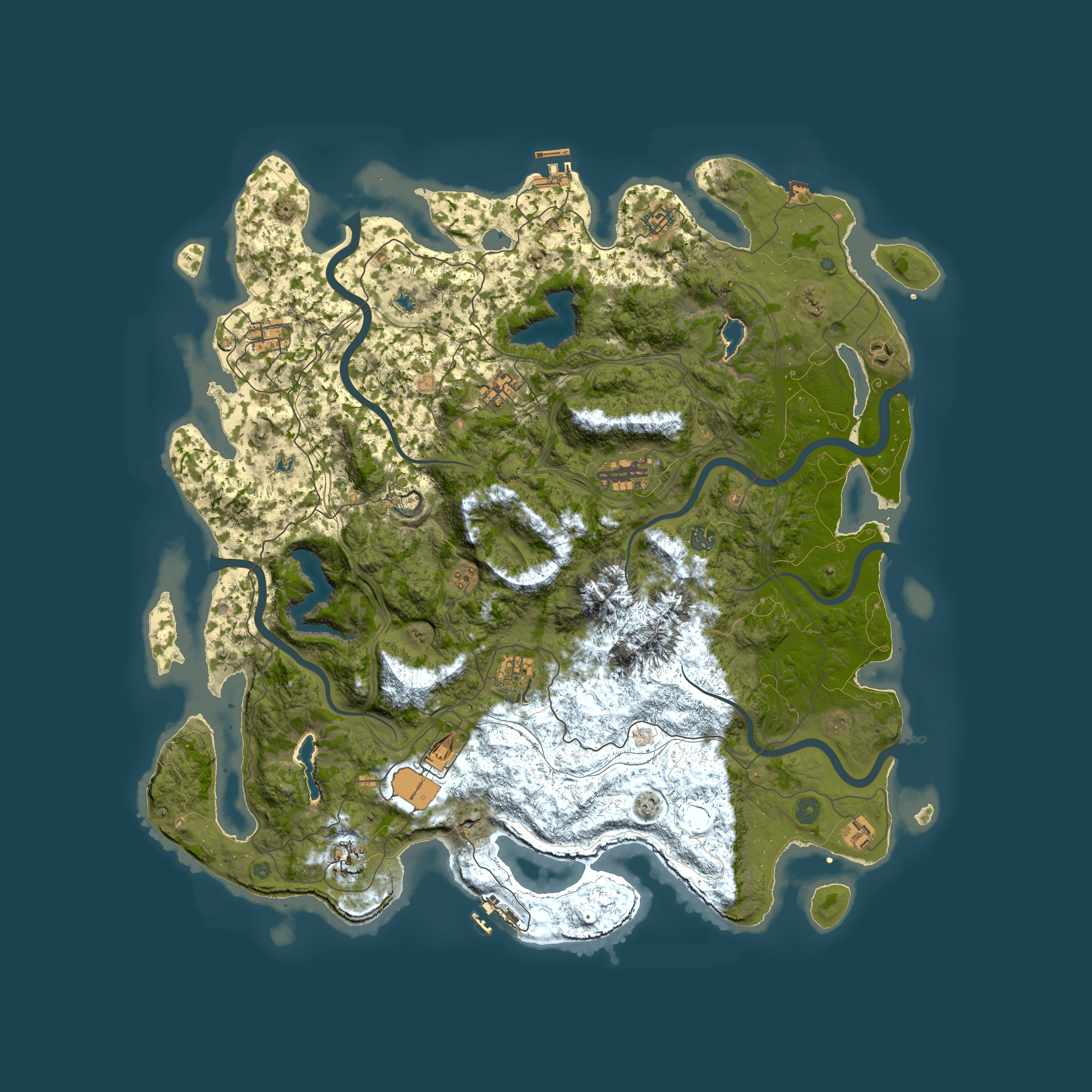 Full top-down render of Rust map seed 1283202746, 5050x5050m