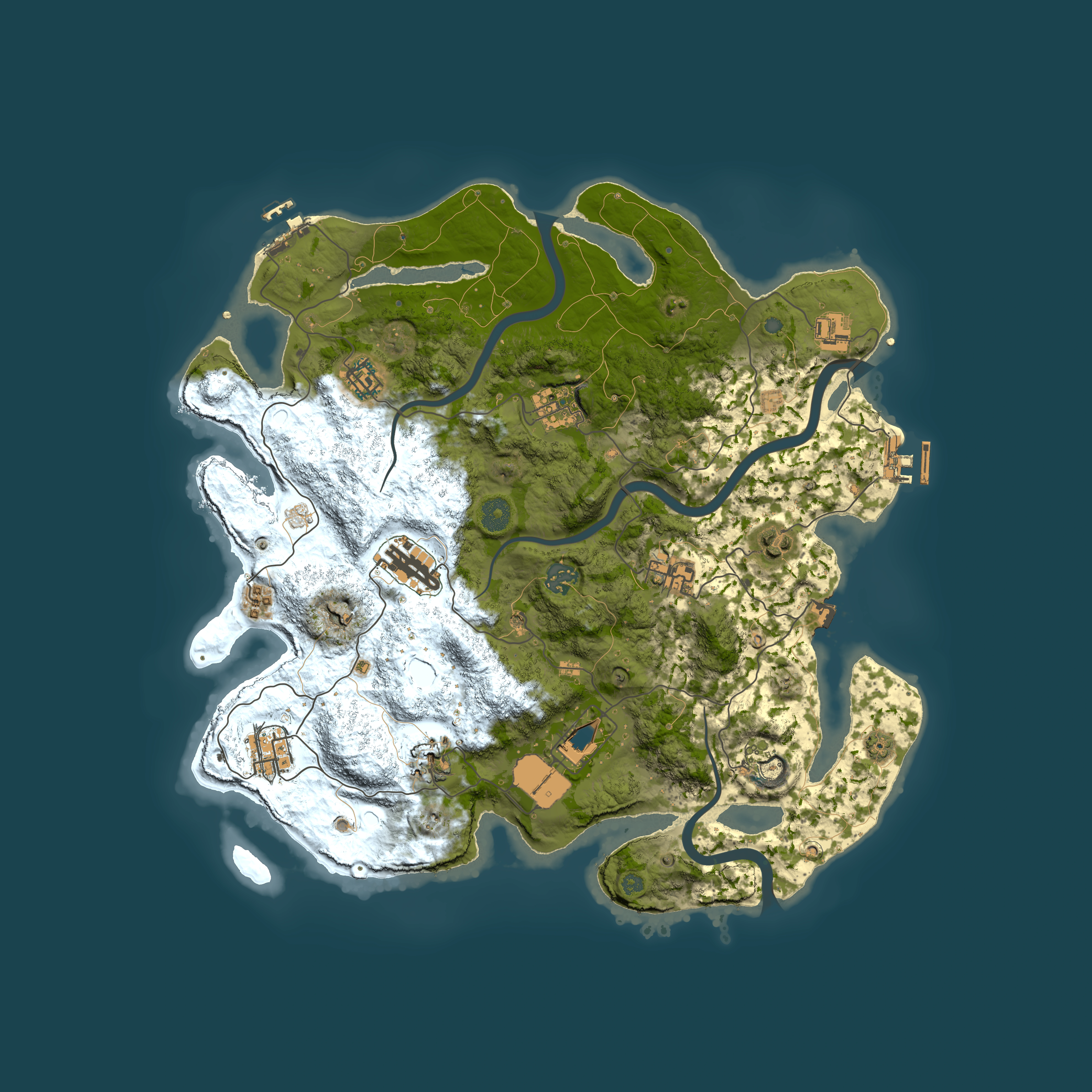 Full top-down render of Rust map seed 349375600, 3950x3950m