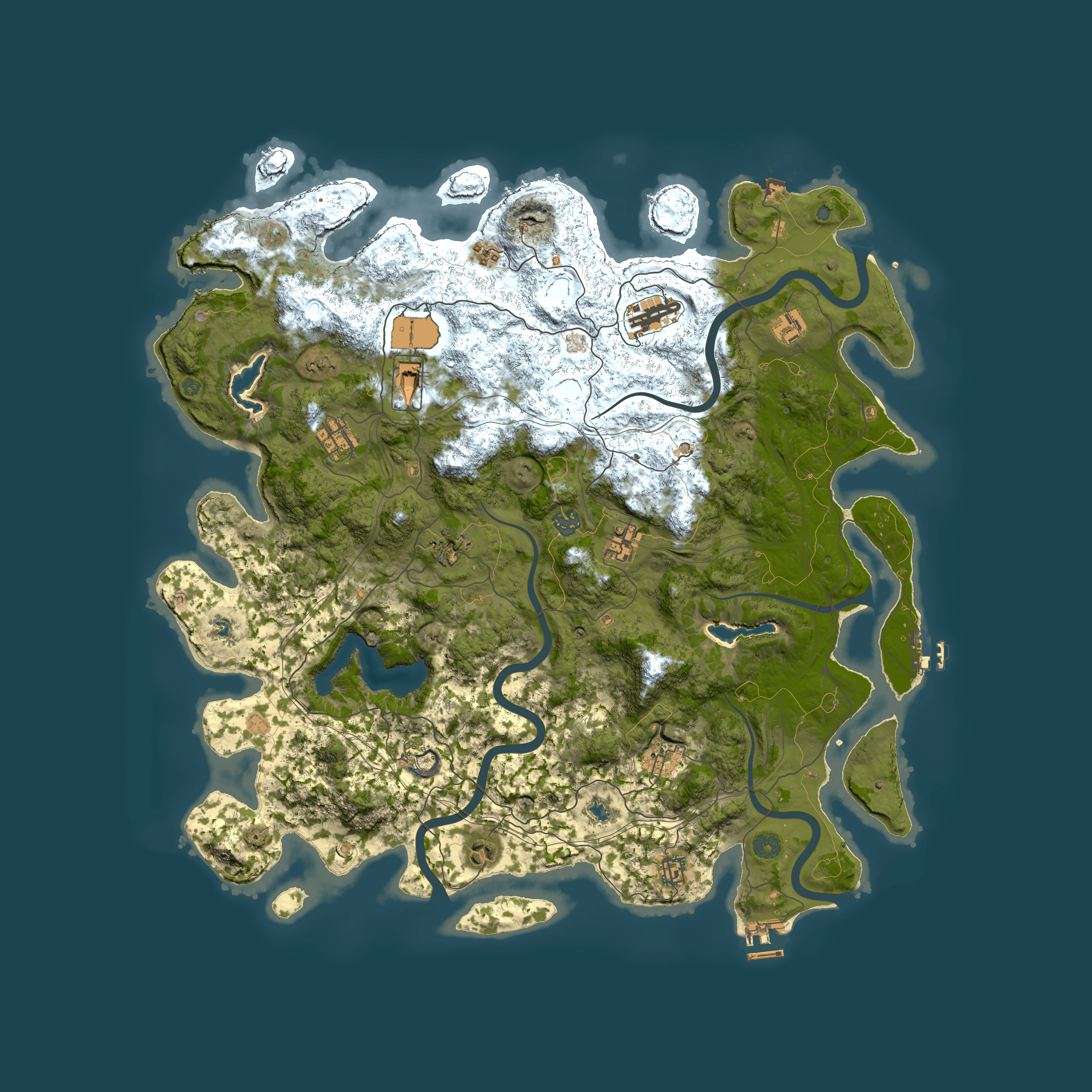 Full top-down render of Rust map seed 1607683005, 4850x4850m