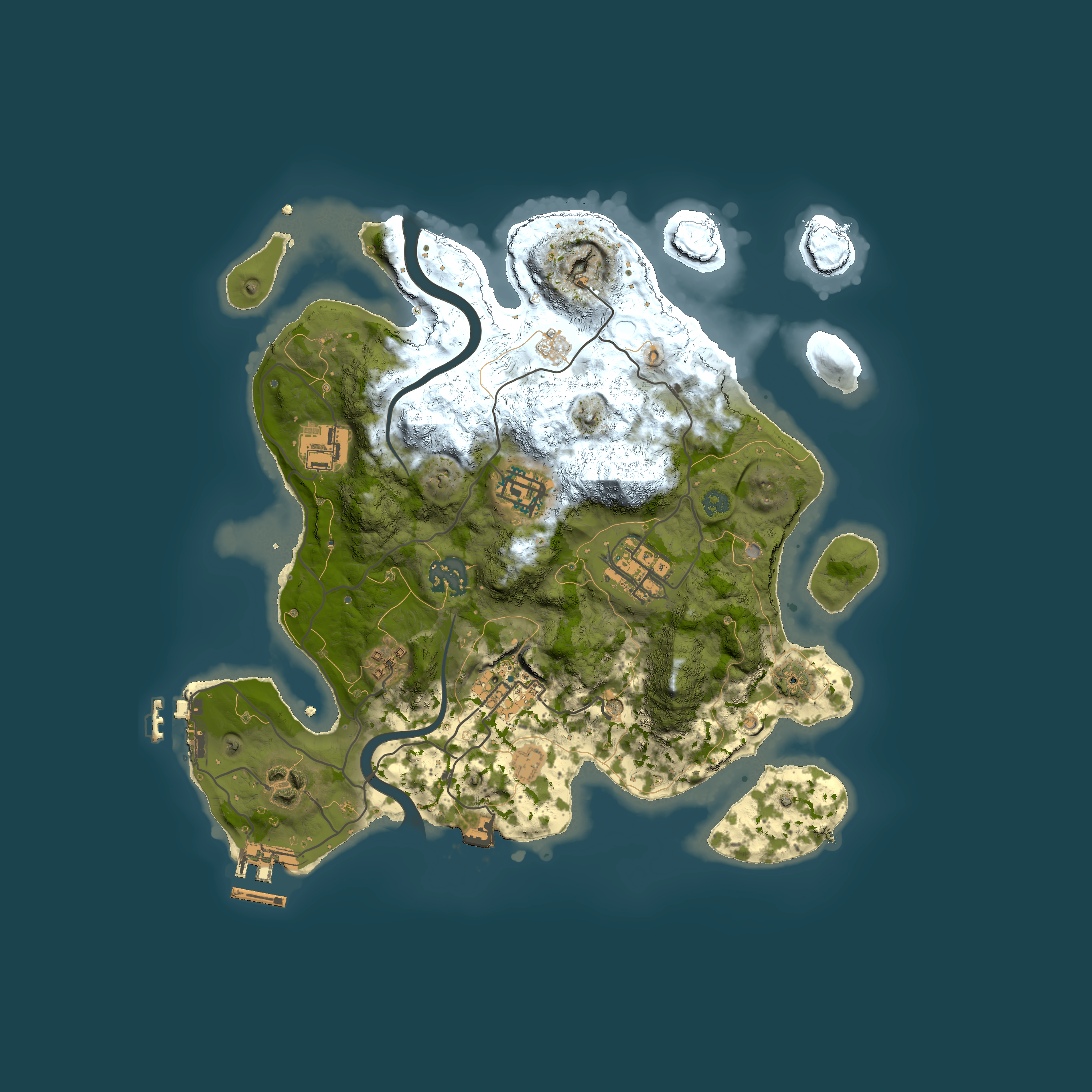 Full top-down render of Rust map seed 1468512902, 3000x3000m