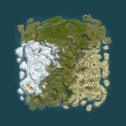 Rust map seed 501387320, 5750x5750m top-down preview