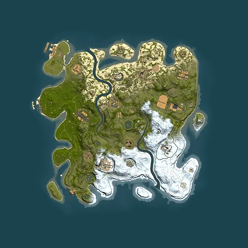 Rust map seed 1267104885, 3700x3700m top-down preview
