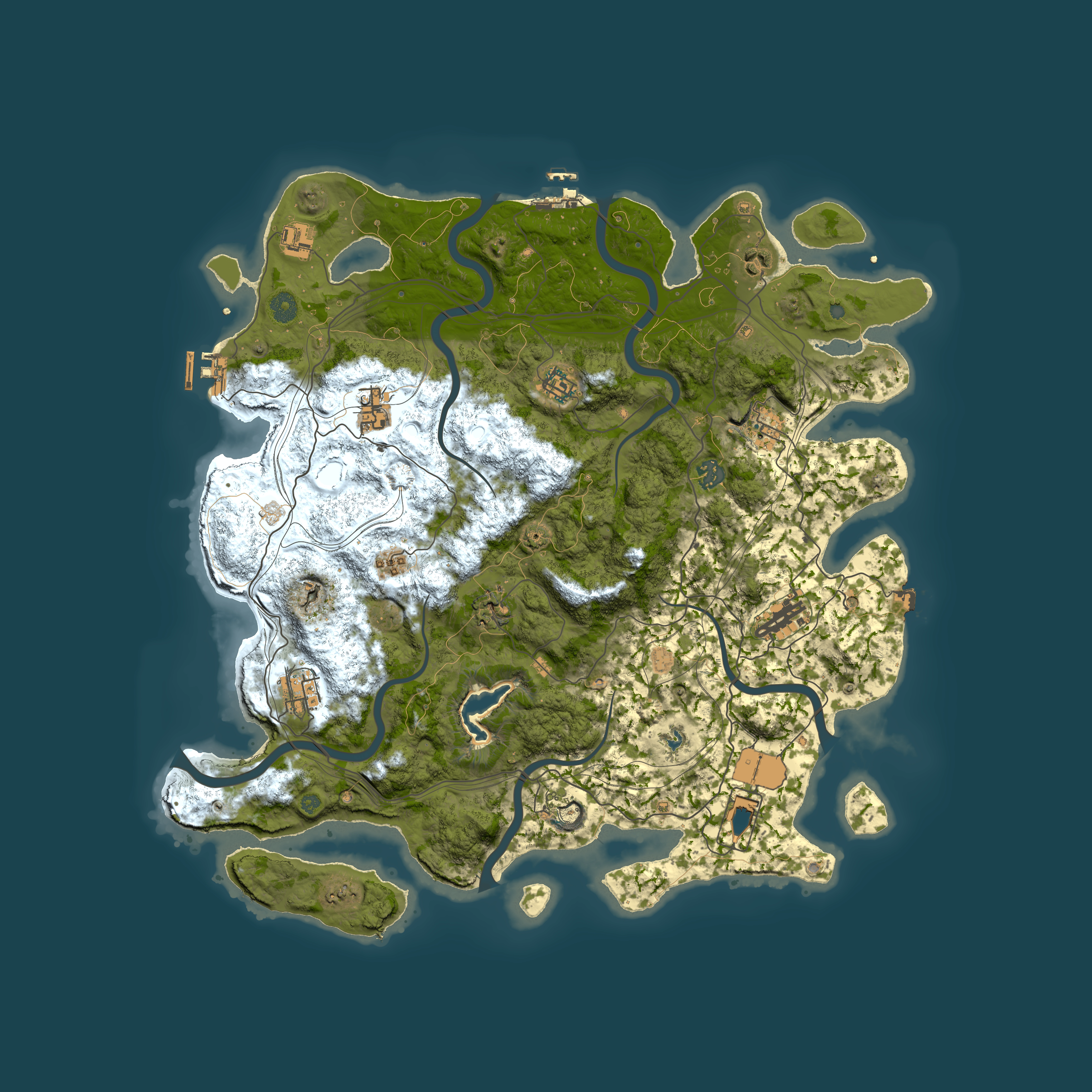 Full top-down render of Rust map seed 1129223117, 4450x4450m
