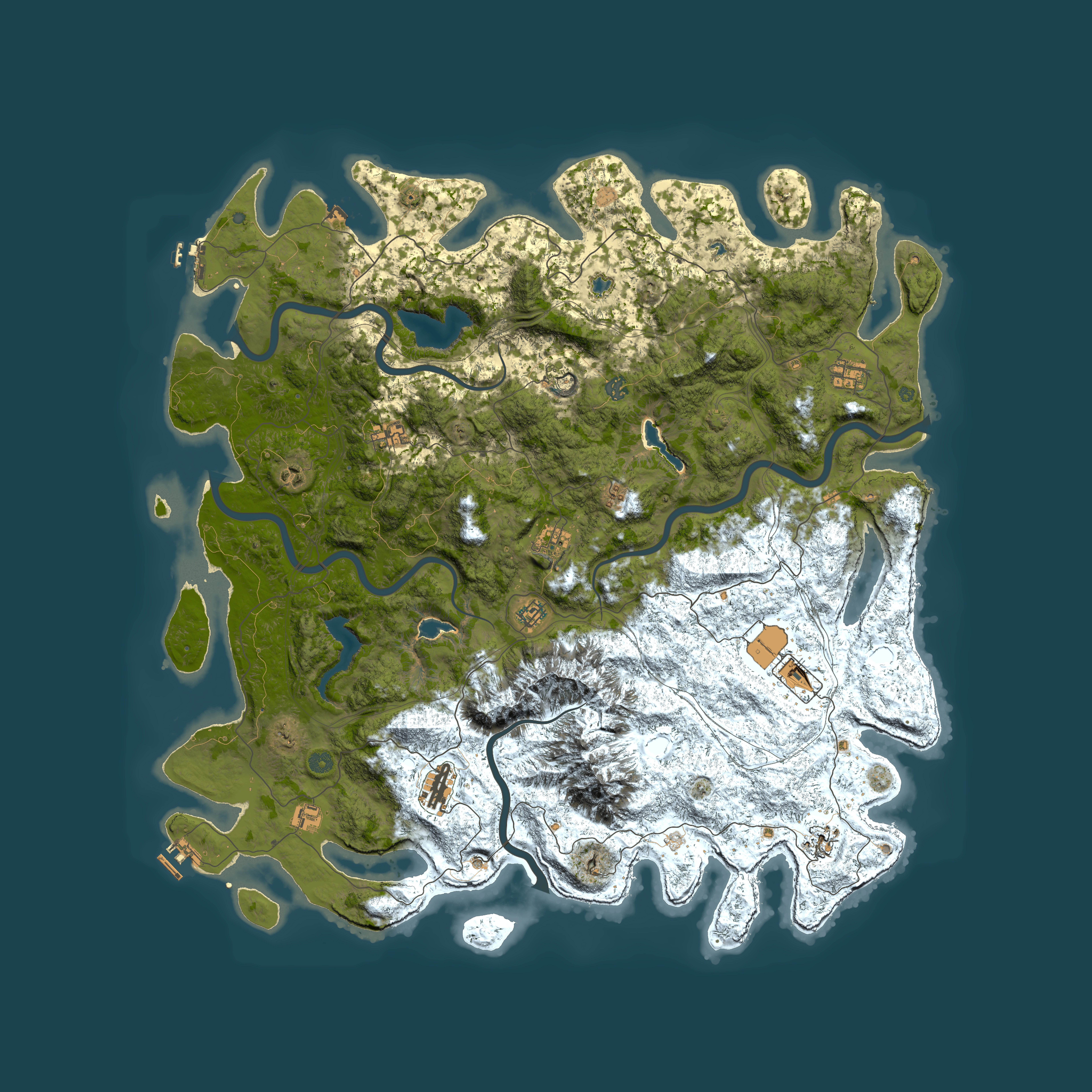 Full top-down render of Rust map seed 1215354151, 5550x5550m
