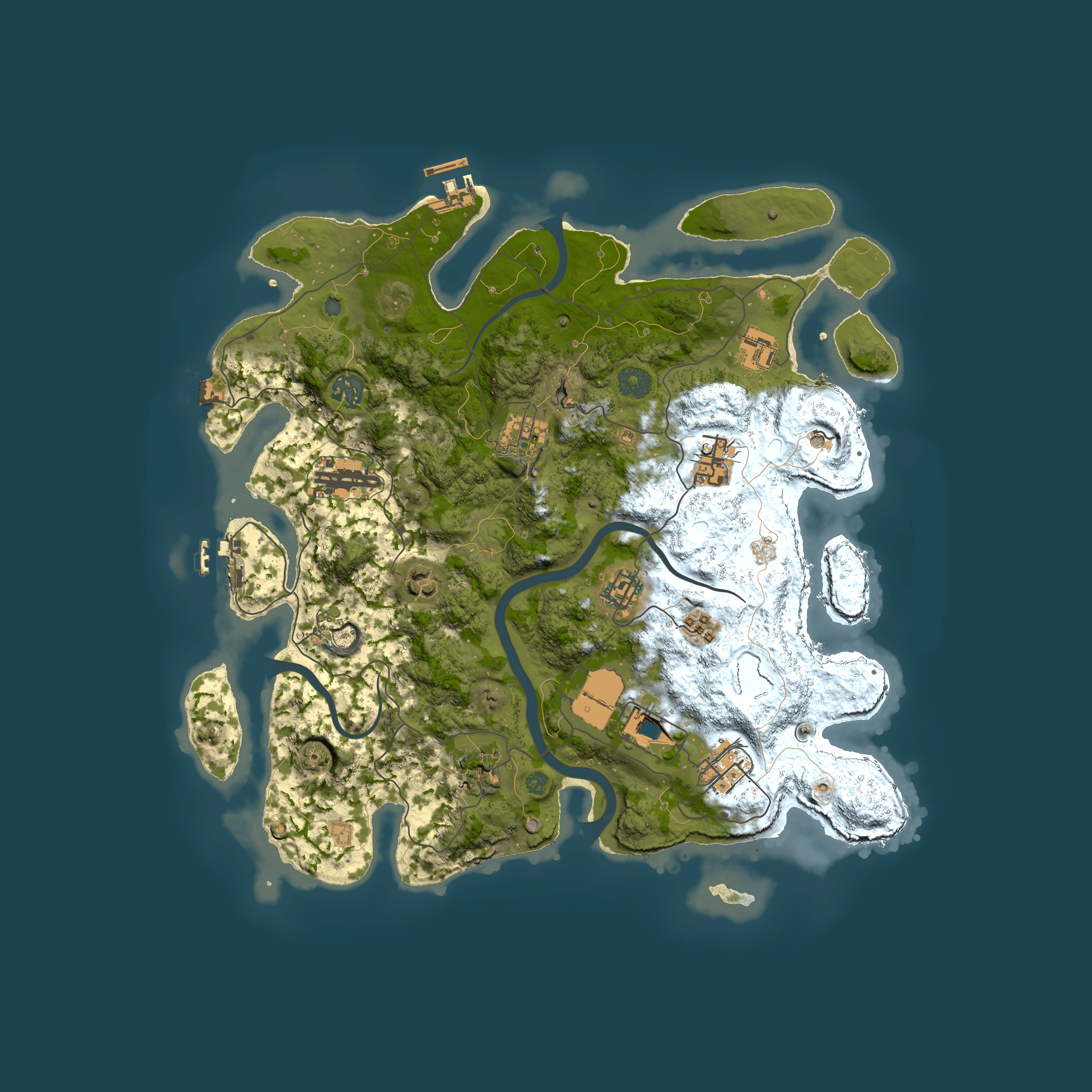 Full top-down render of Rust map seed 1092984255, 3800x3800m