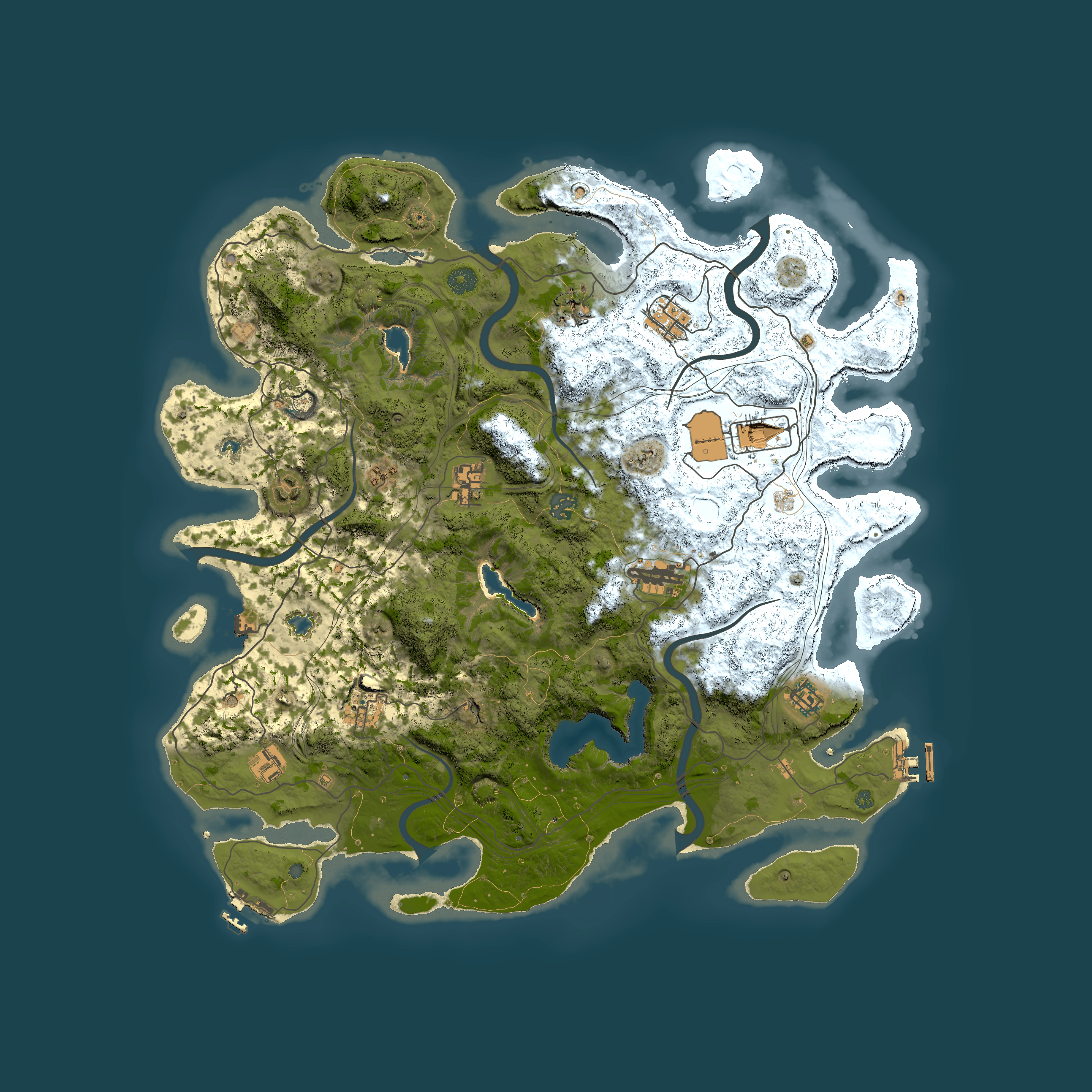 Full top-down render of Rust map seed 1673711463, 4550x4550m
