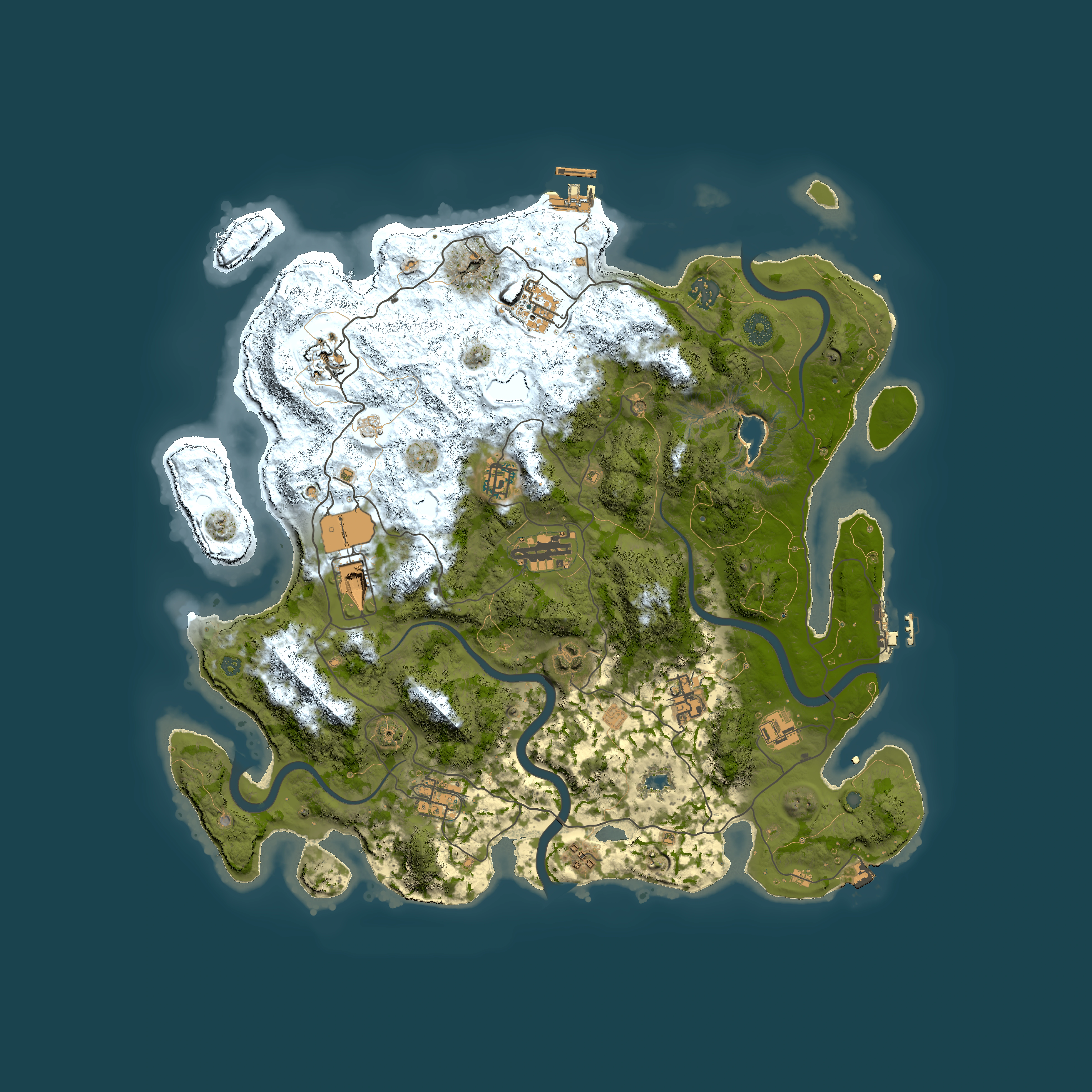 Full top-down render of Rust map seed 1174877439, 4200x4200m