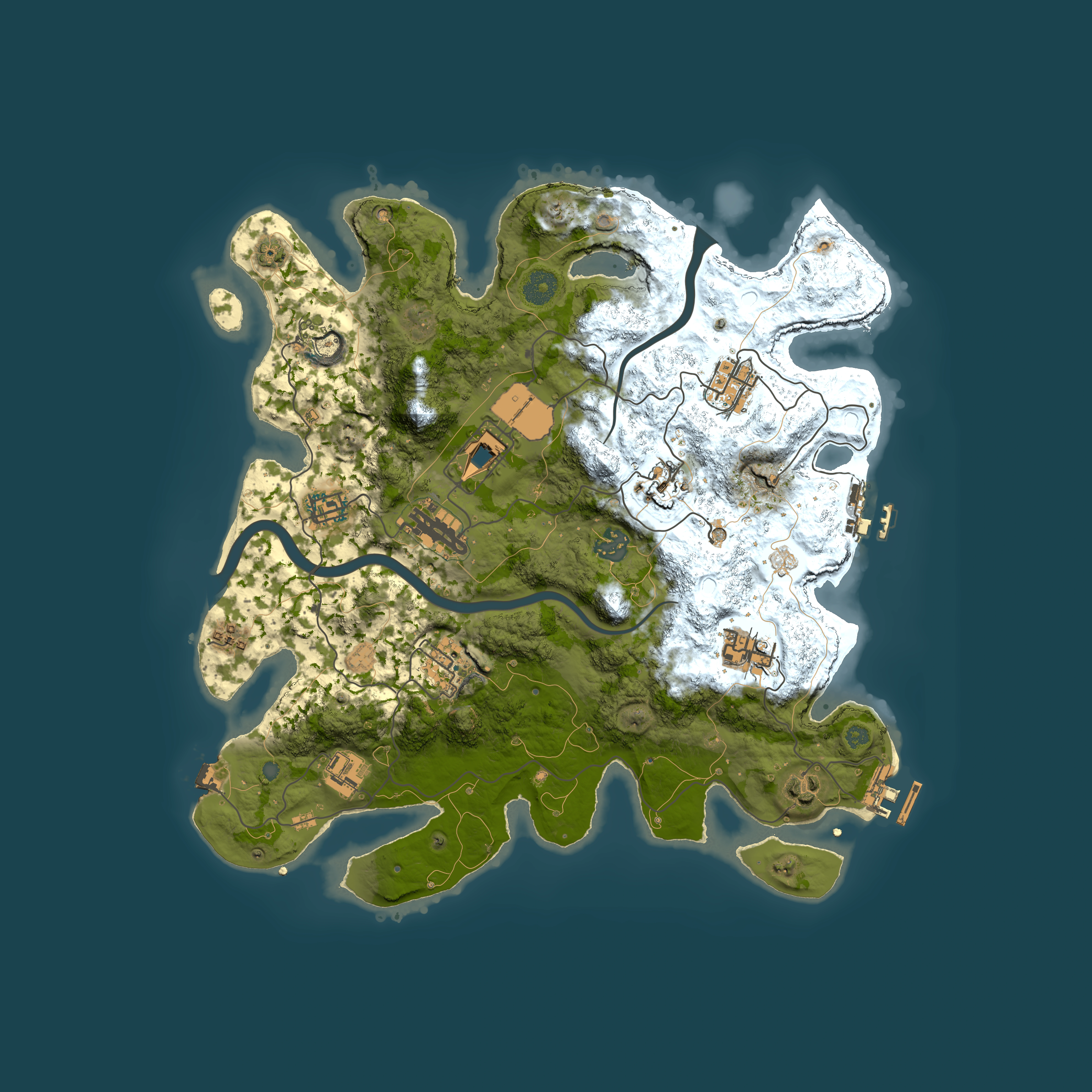Full top-down render of Rust map seed 2109728222, 3700x3700m
