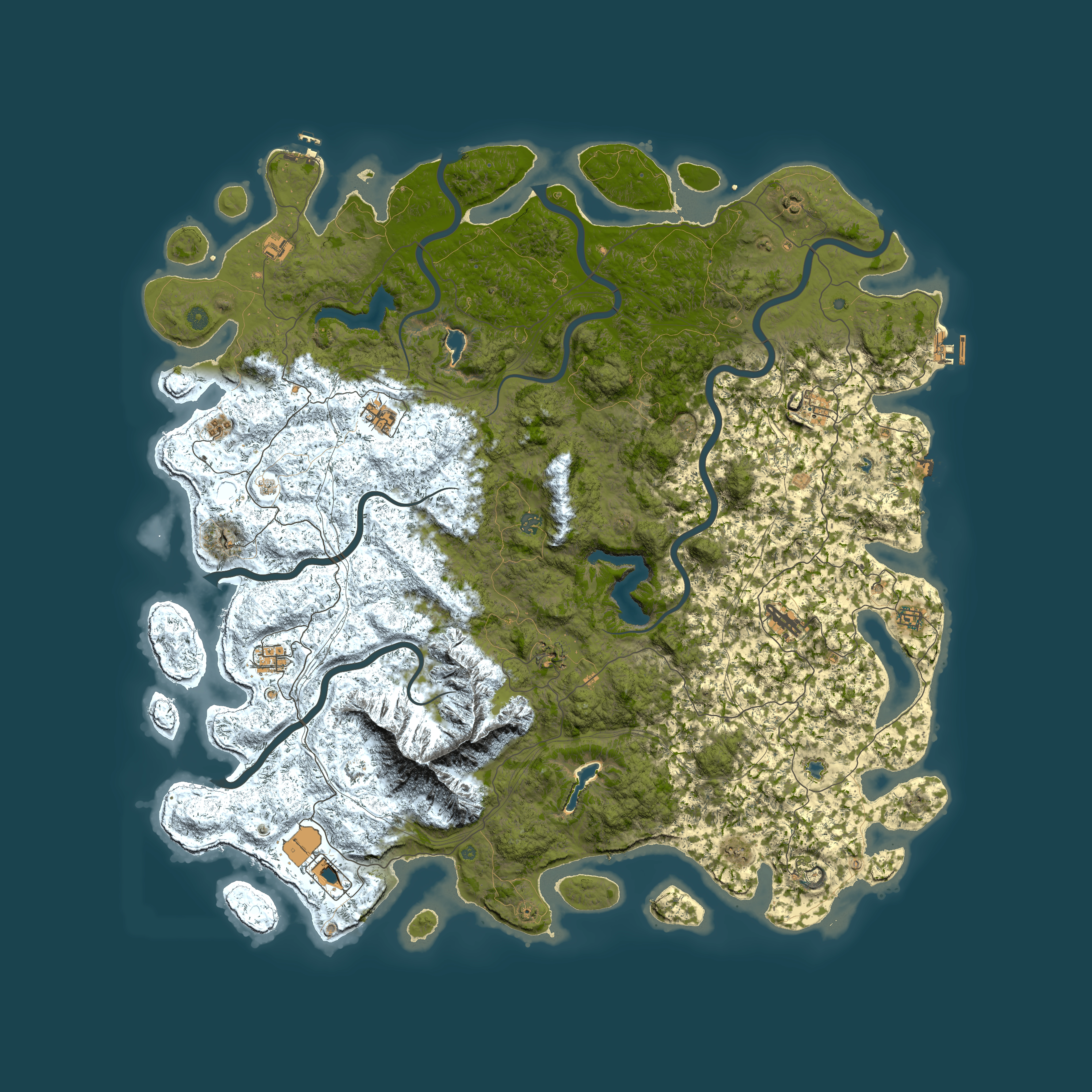Full top-down render of Rust map seed 218794213, 6000x6000m