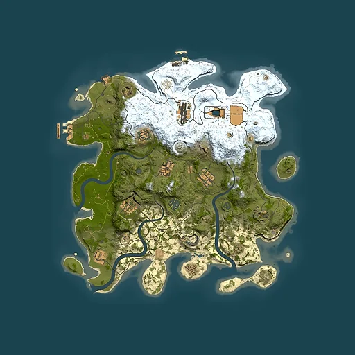 Rust map seed 72161291, 3650x3650m top-down preview