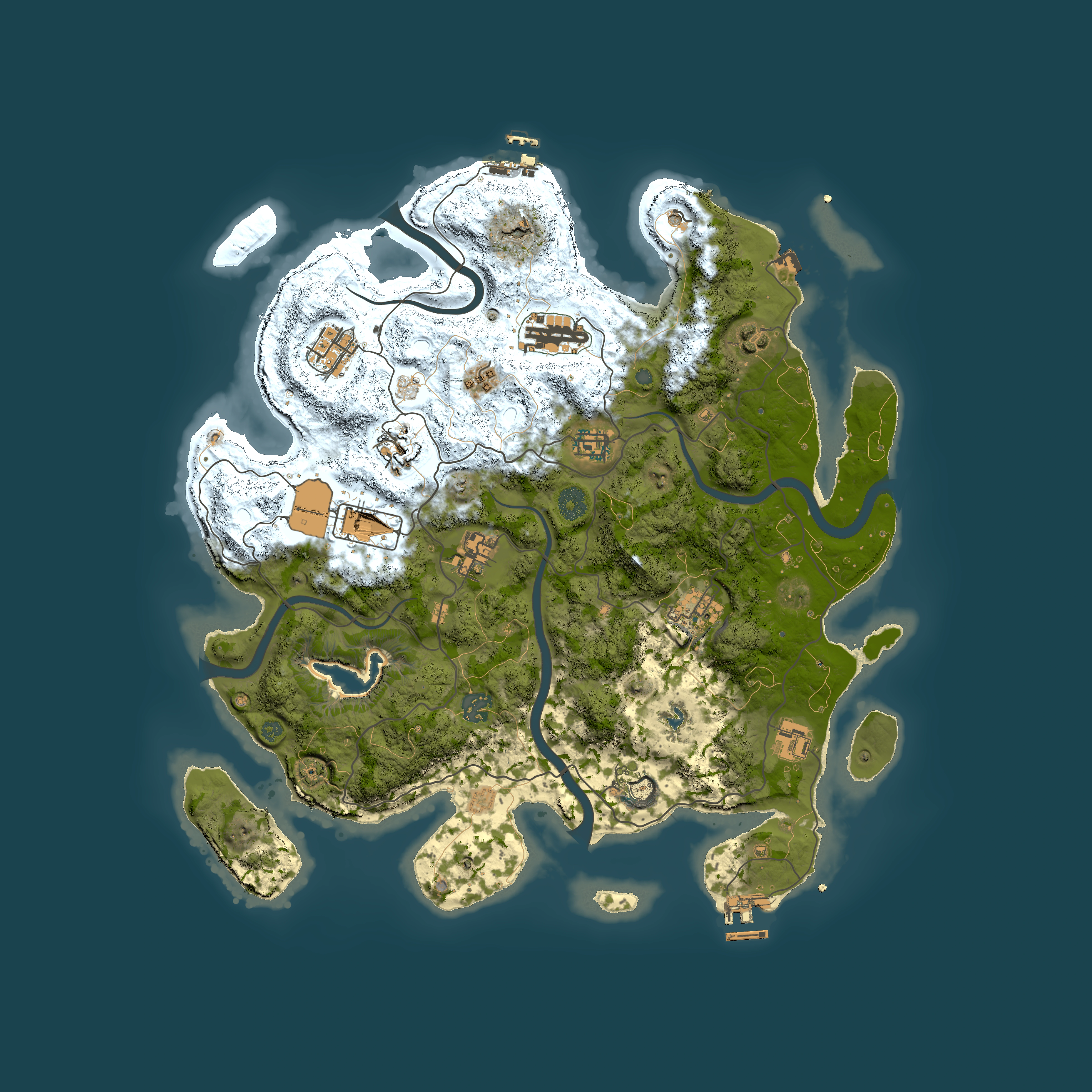 Full top-down render of Rust map seed 1724742051, 4050x4050m