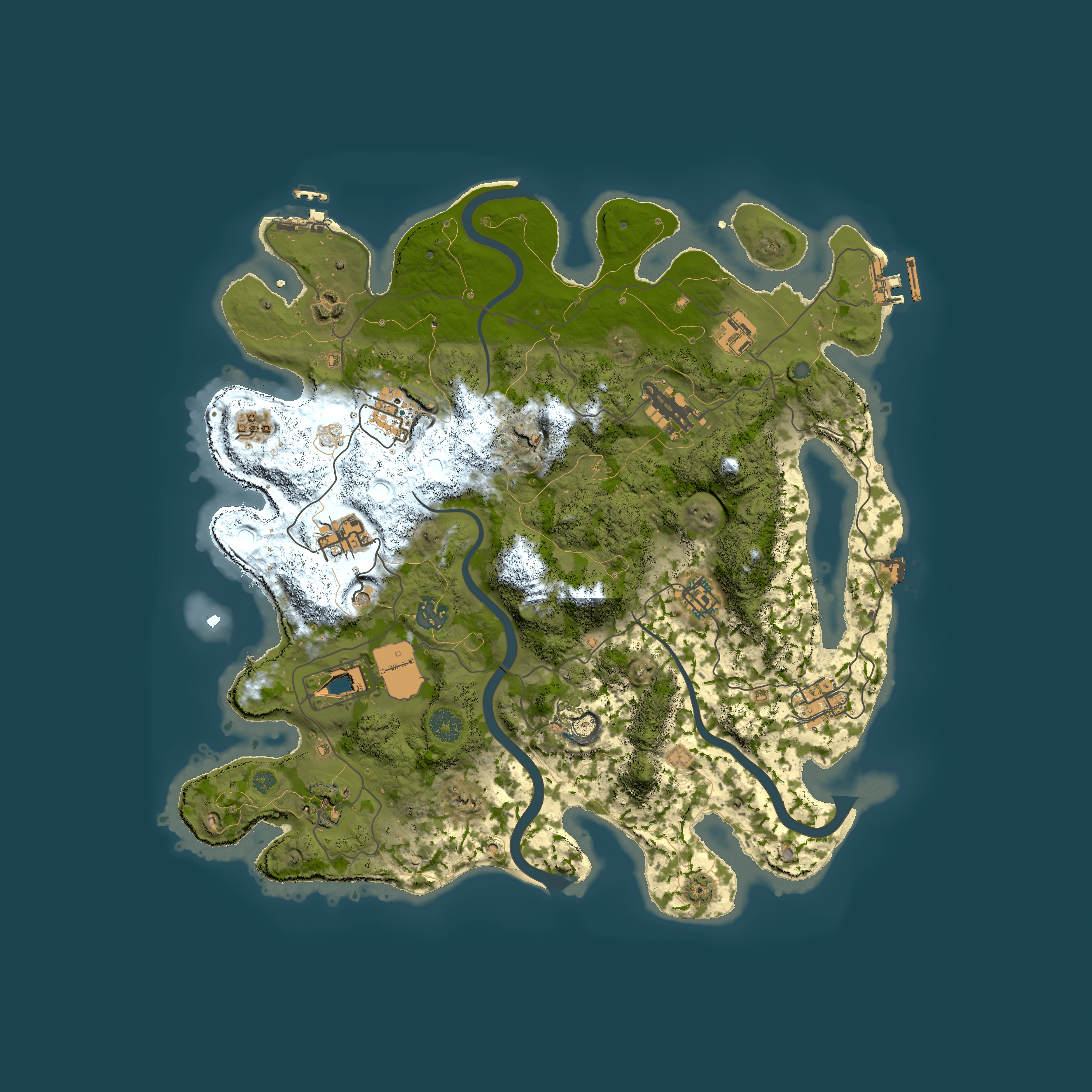 Full top-down render of Rust map seed 1212593116, 3850x3850m