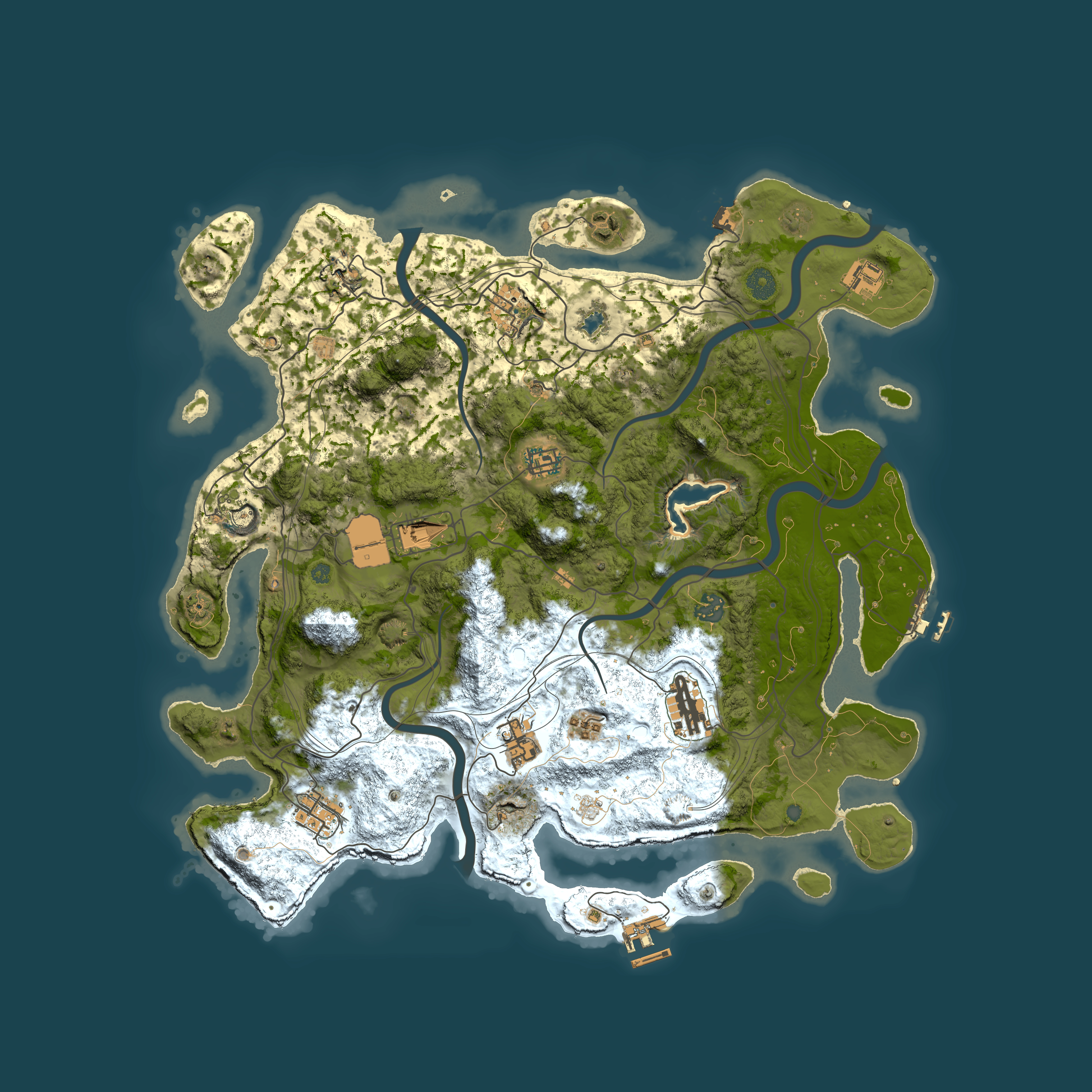 Full top-down render of Rust map seed 31489197, 4250x4250m