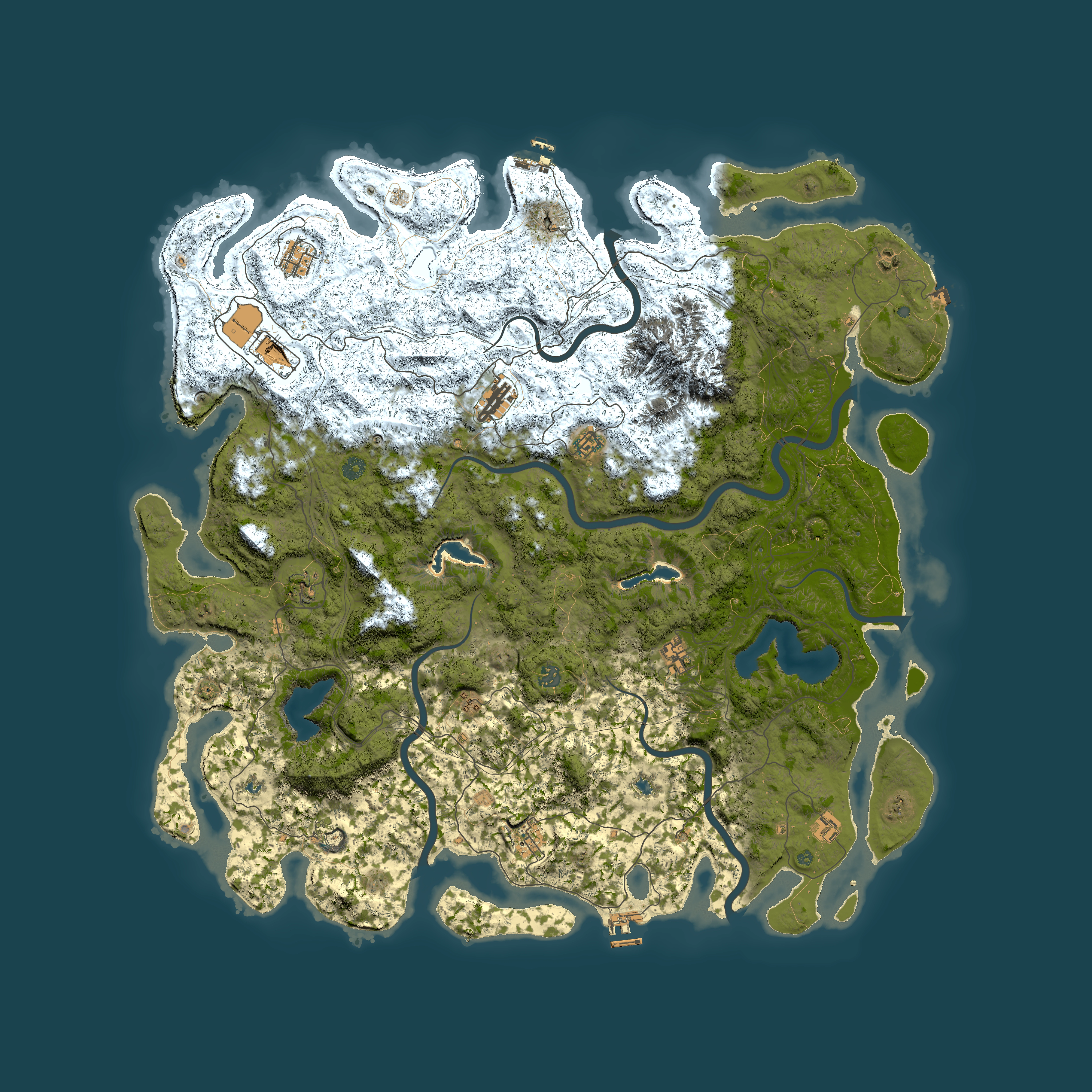 Full top-down render of Rust map seed 93593447, 5600x5600m