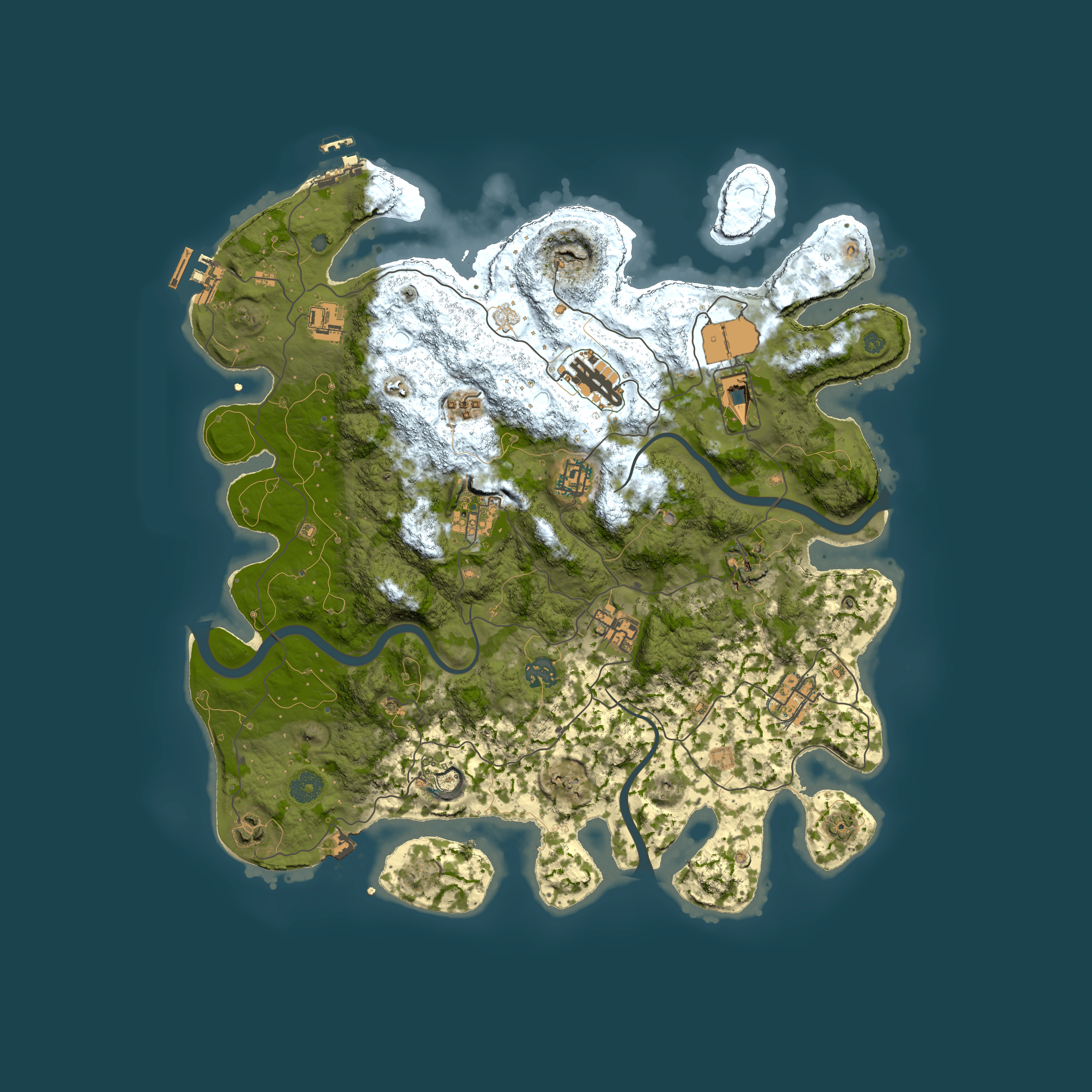 Full top-down render of Rust map seed 1176704422, 3950x3950m
