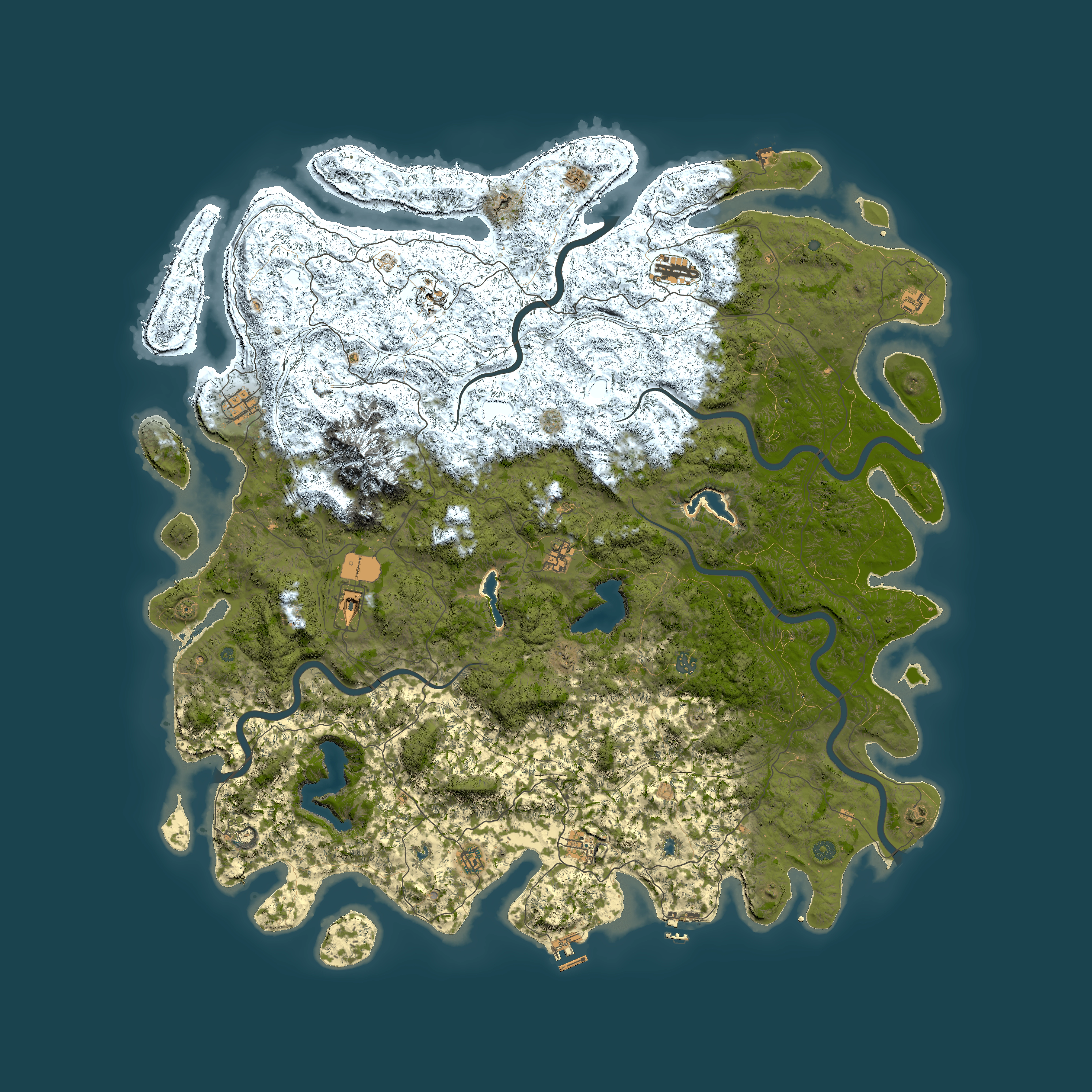 Full top-down render of Rust map seed 228636815, 6000x6000m