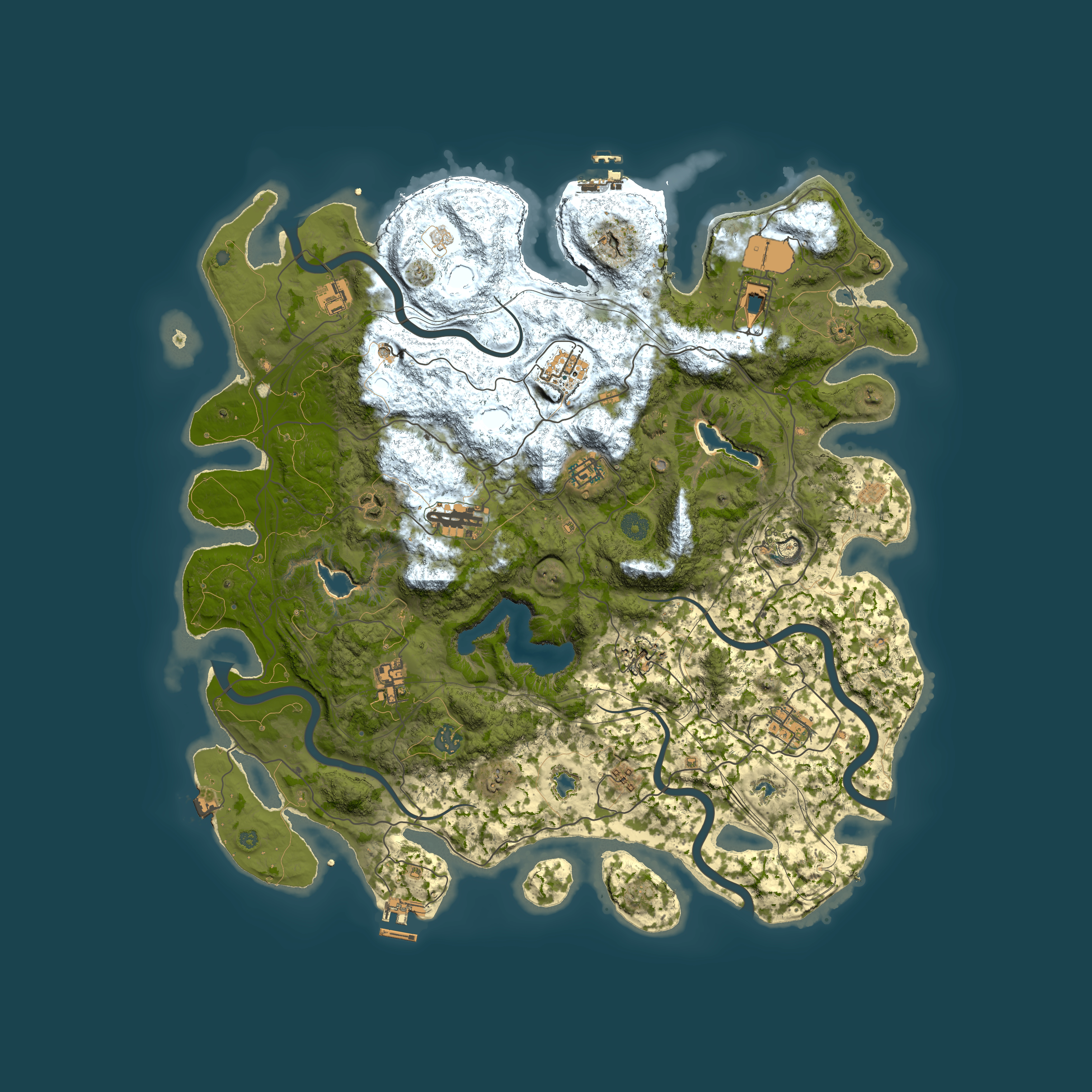 Full top-down render of Rust map seed 1423915052, 4600x4600m