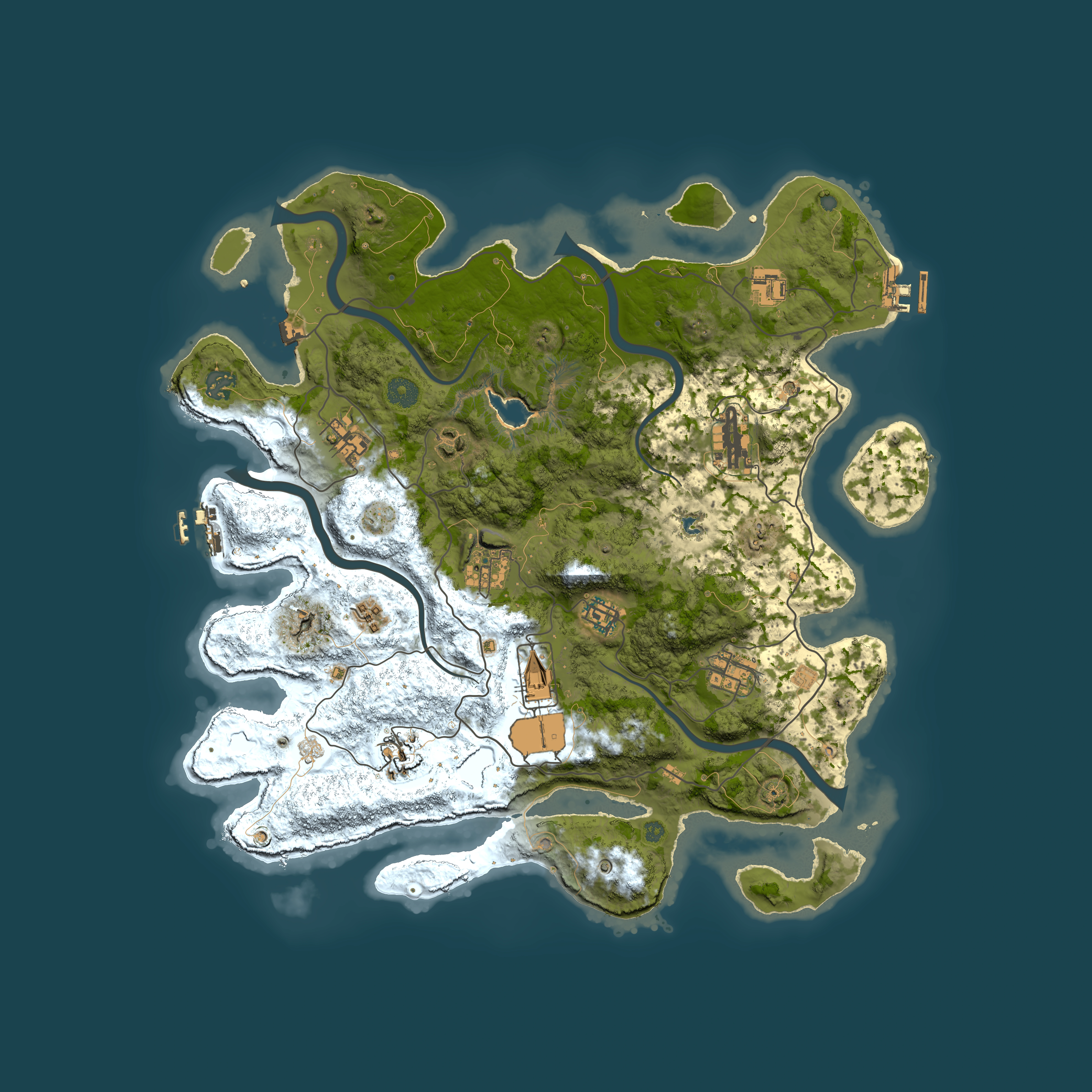 Full top-down render of Rust map seed 1238587644, 4050x4050m