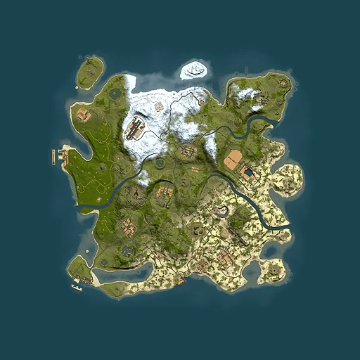 Rust map seed 200239677, 3650x3650m top-down preview