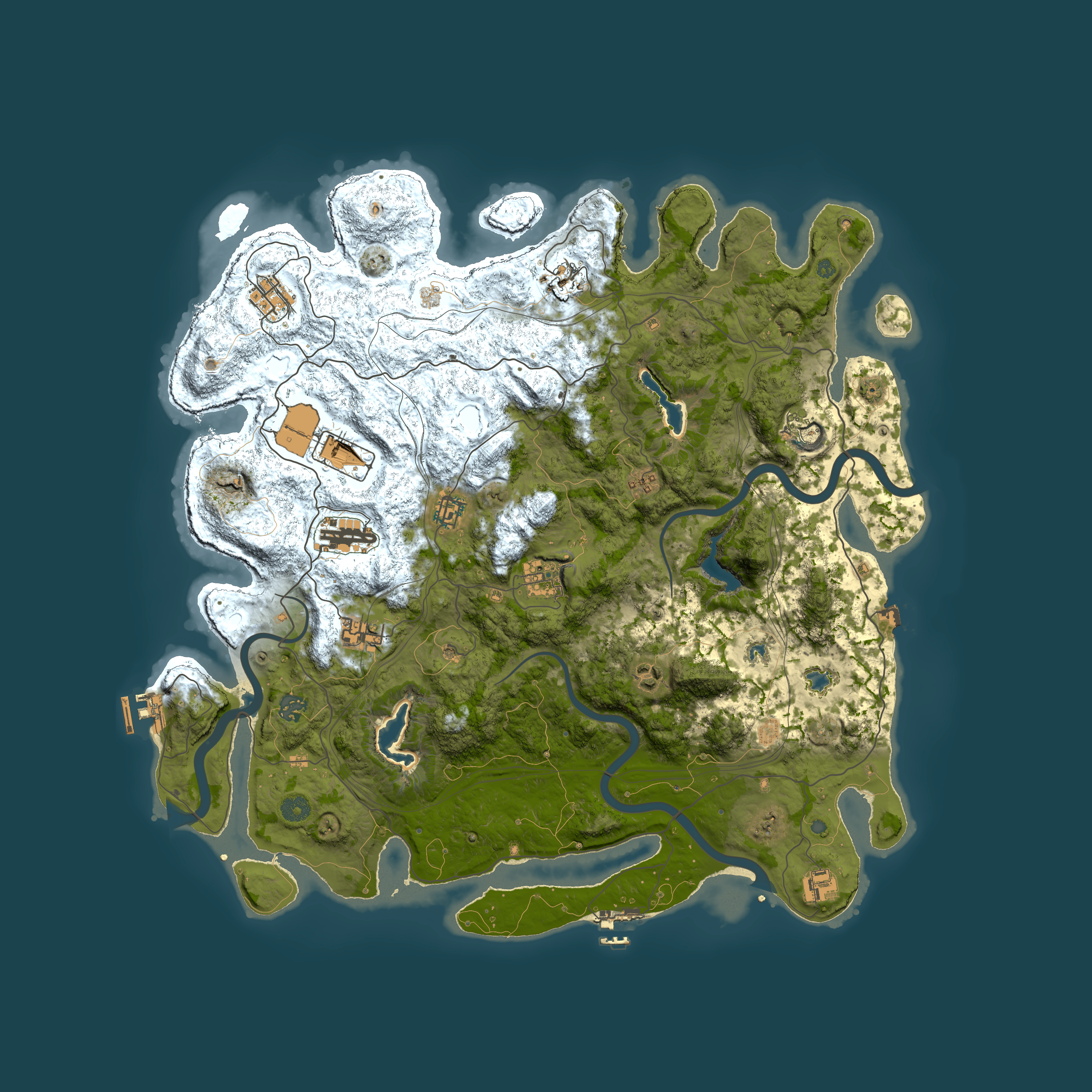Full top-down render of Rust map seed 1811141731, 4600x4600m