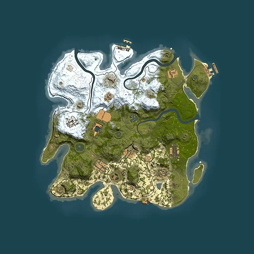 Rust map seed 666189313, 3550x3550m top-down preview