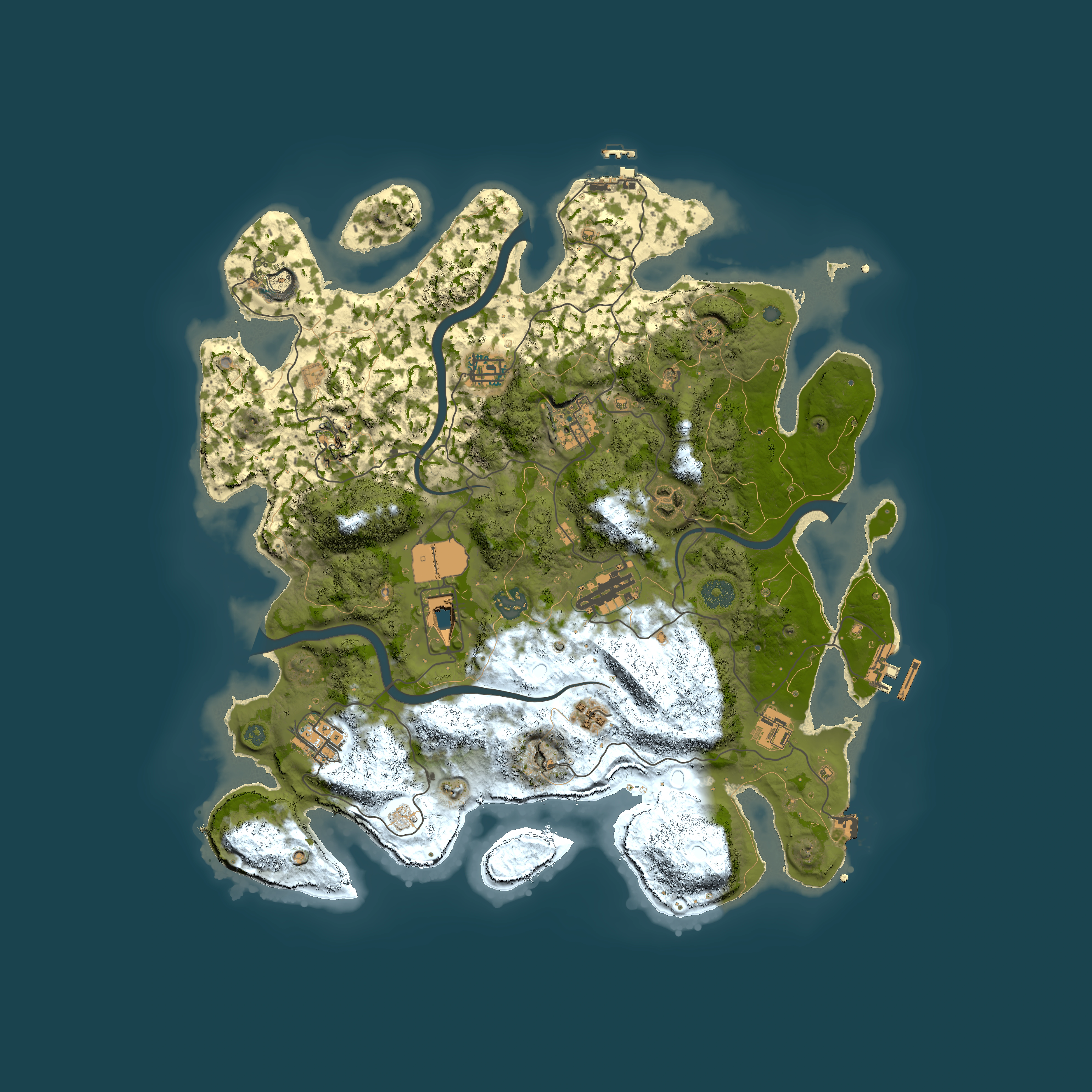 Full top-down render of Rust map seed 1361883913, 3950x3950m