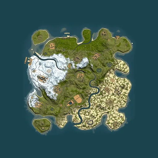 Rust map seed 304105397, 3650x3650m top-down preview