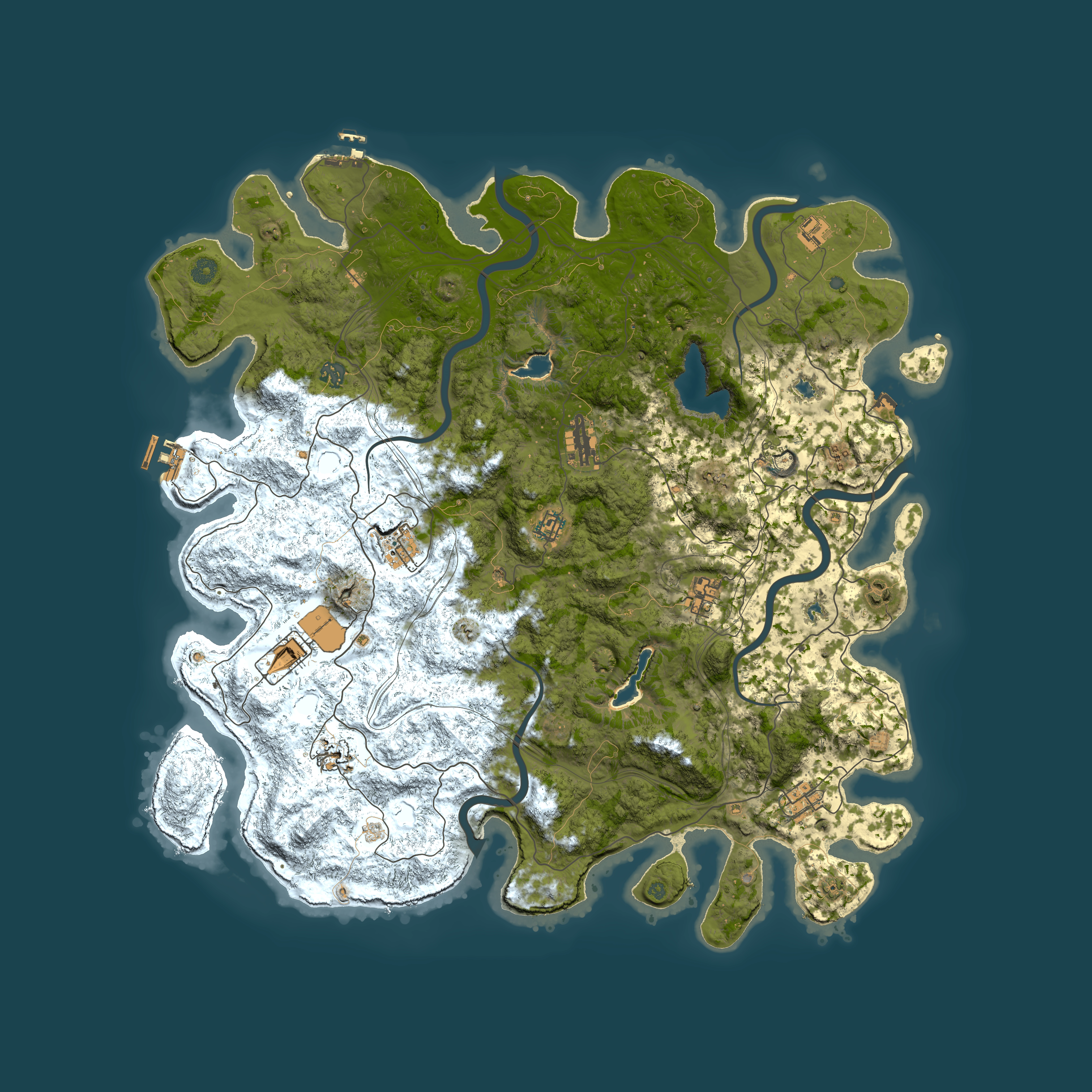 Full top-down render of Rust map seed 49160483, 4950x4950m