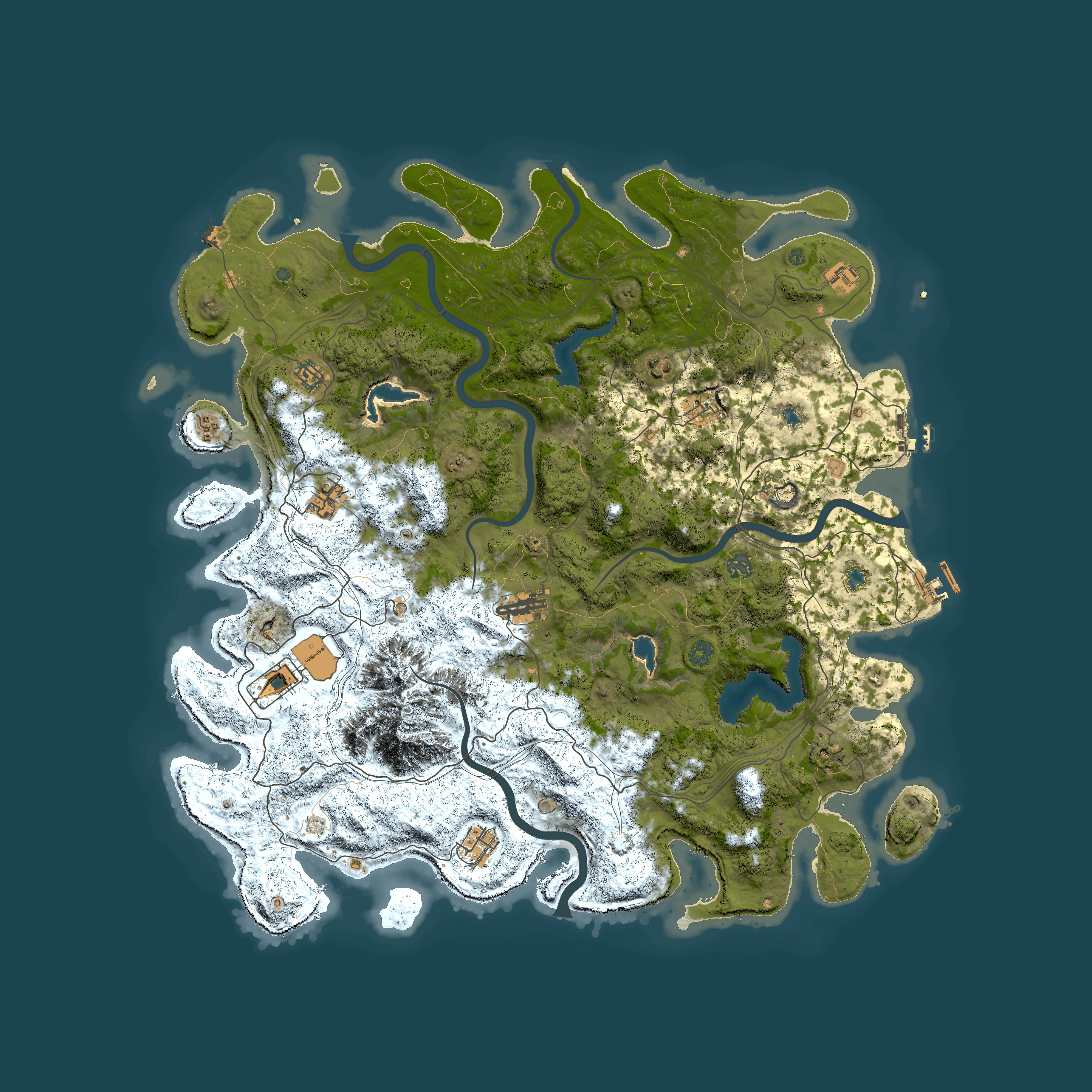 Full top-down render of Rust map seed 191211656, 5050x5050m
