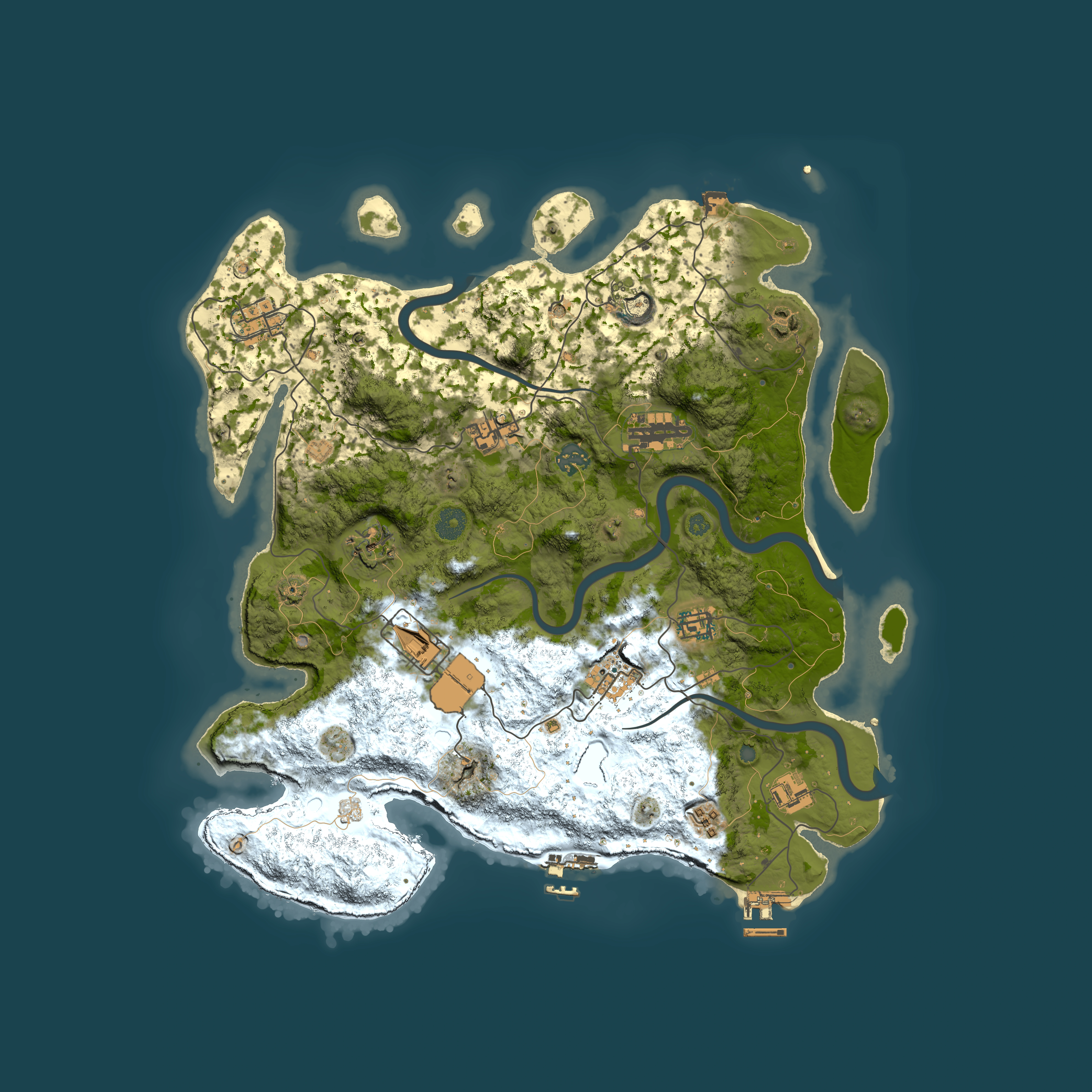 Full top-down render of Rust map seed 1354211379, 3950x3950m