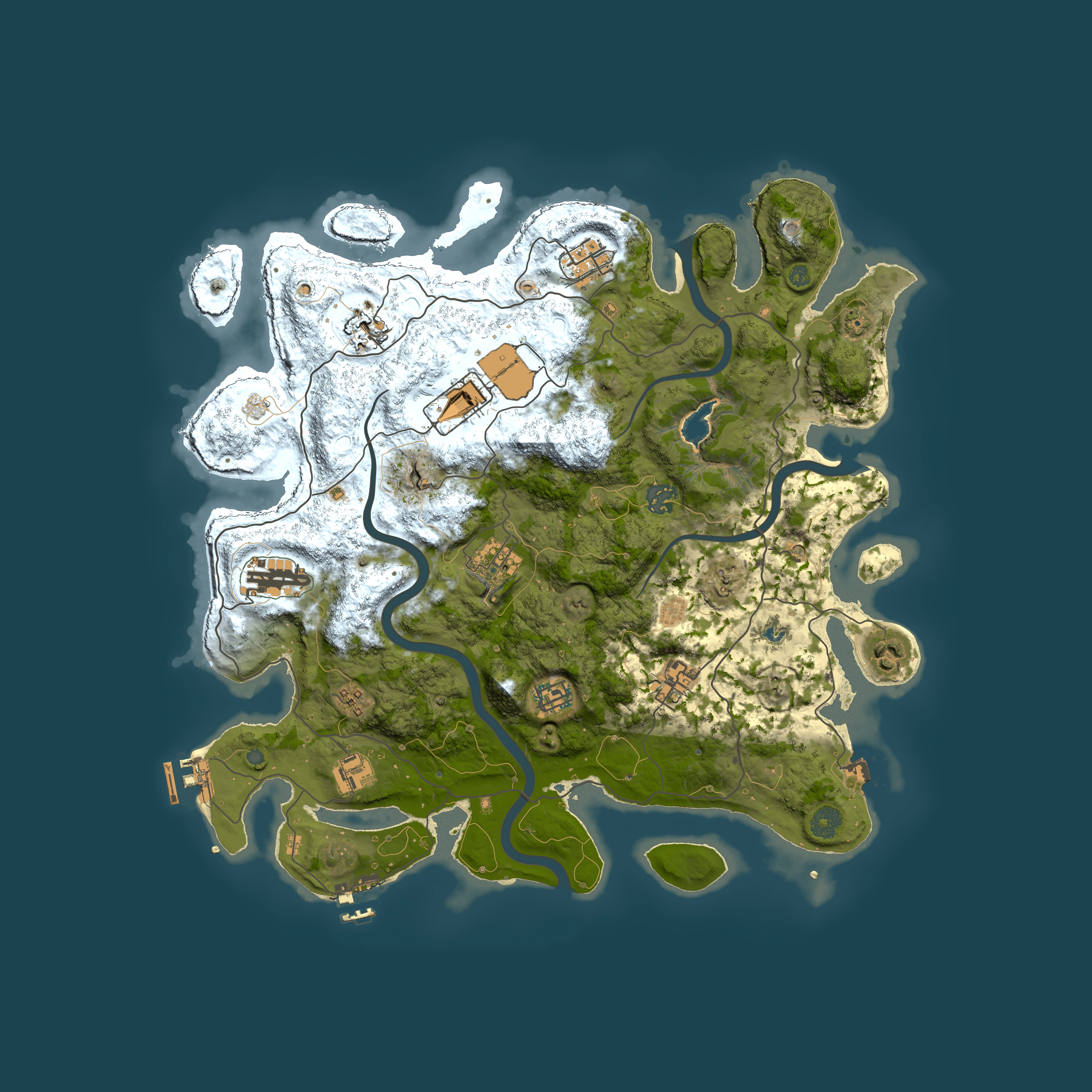 Full top-down render of Rust map seed 151056712, 4000x4000m