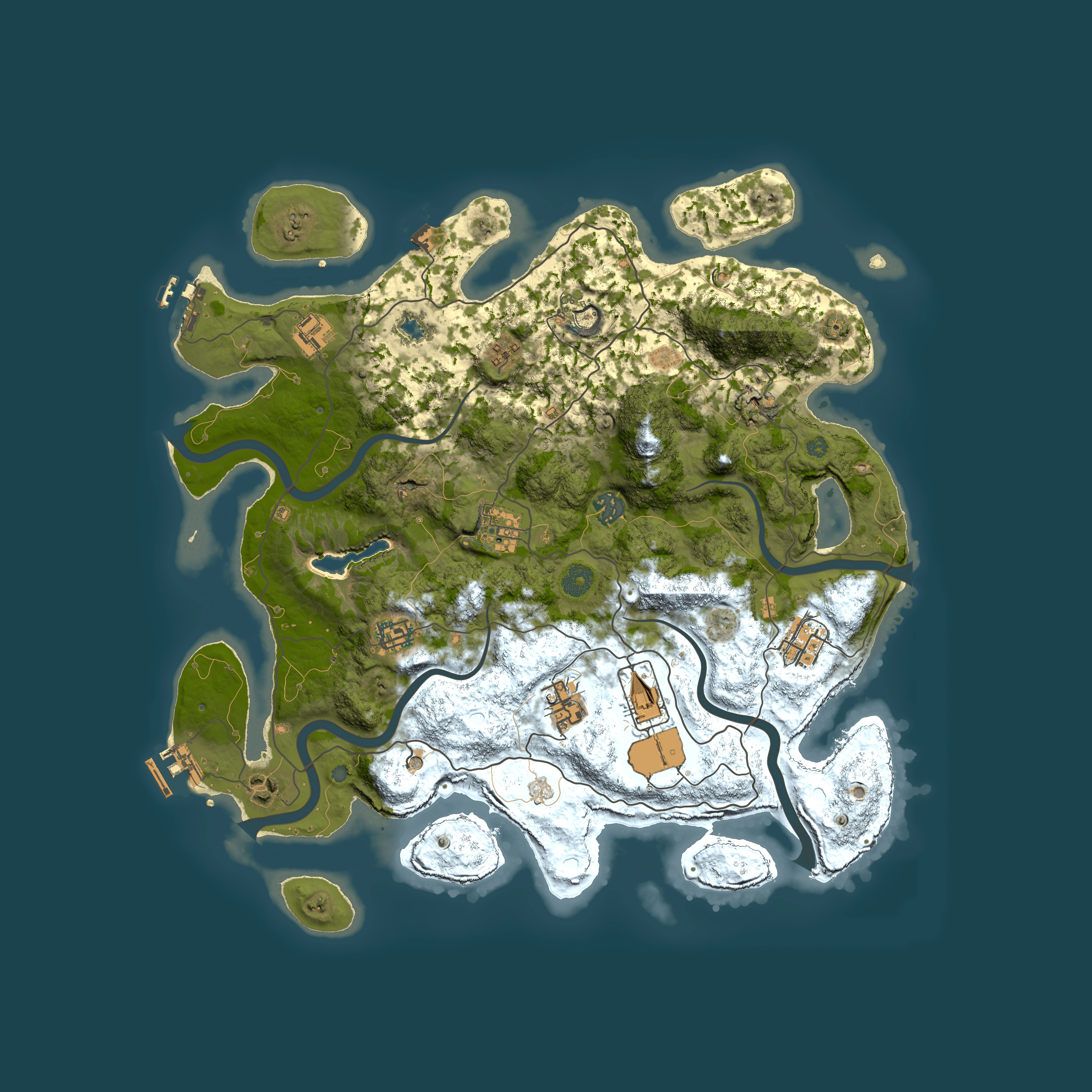 Full top-down render of Rust map seed 1309929433, 4050x4050m