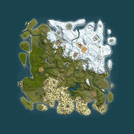 Rust map seed 1411464442, 4650x4650m top-down preview
