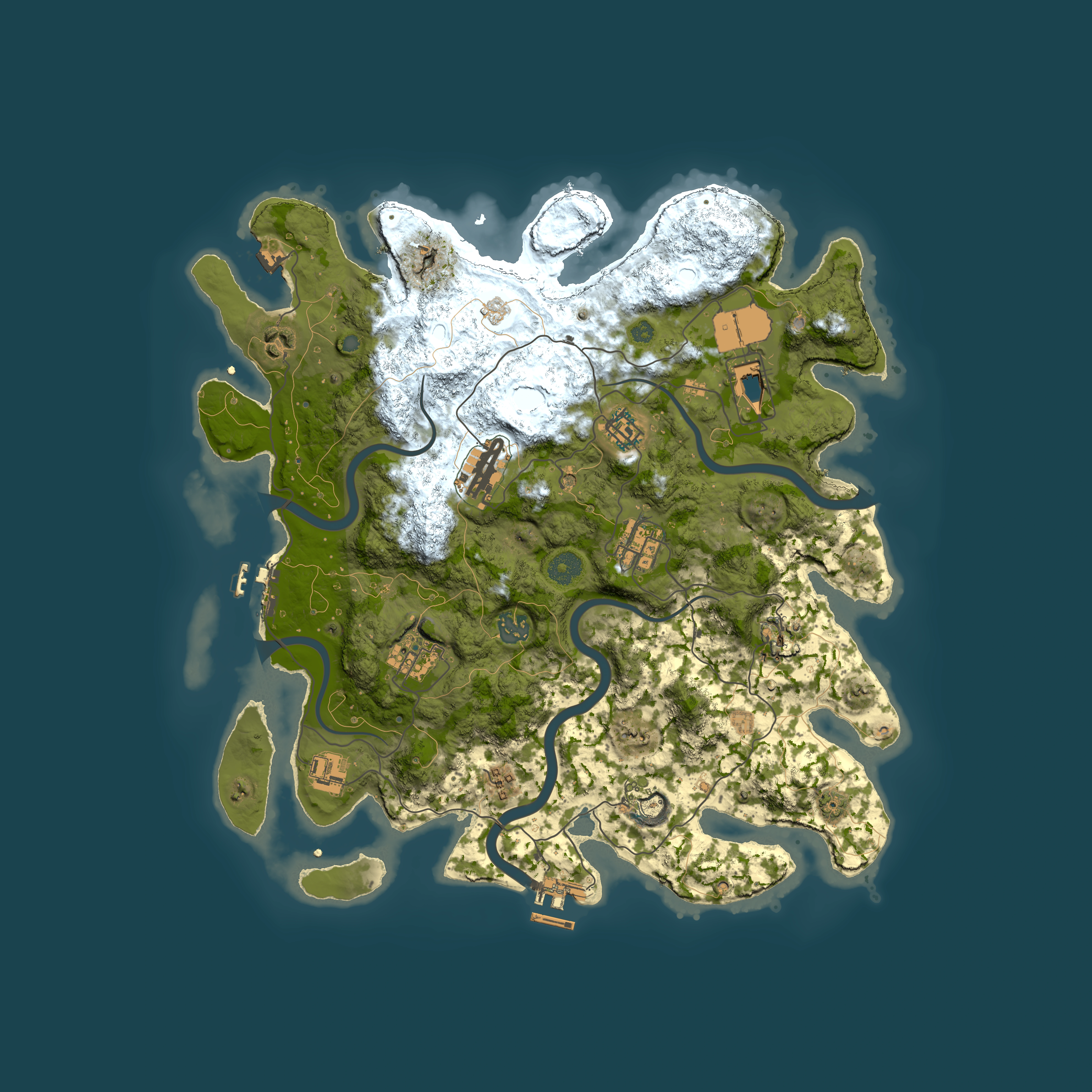 Full top-down render of Rust map seed 649113880, 3850x3850m