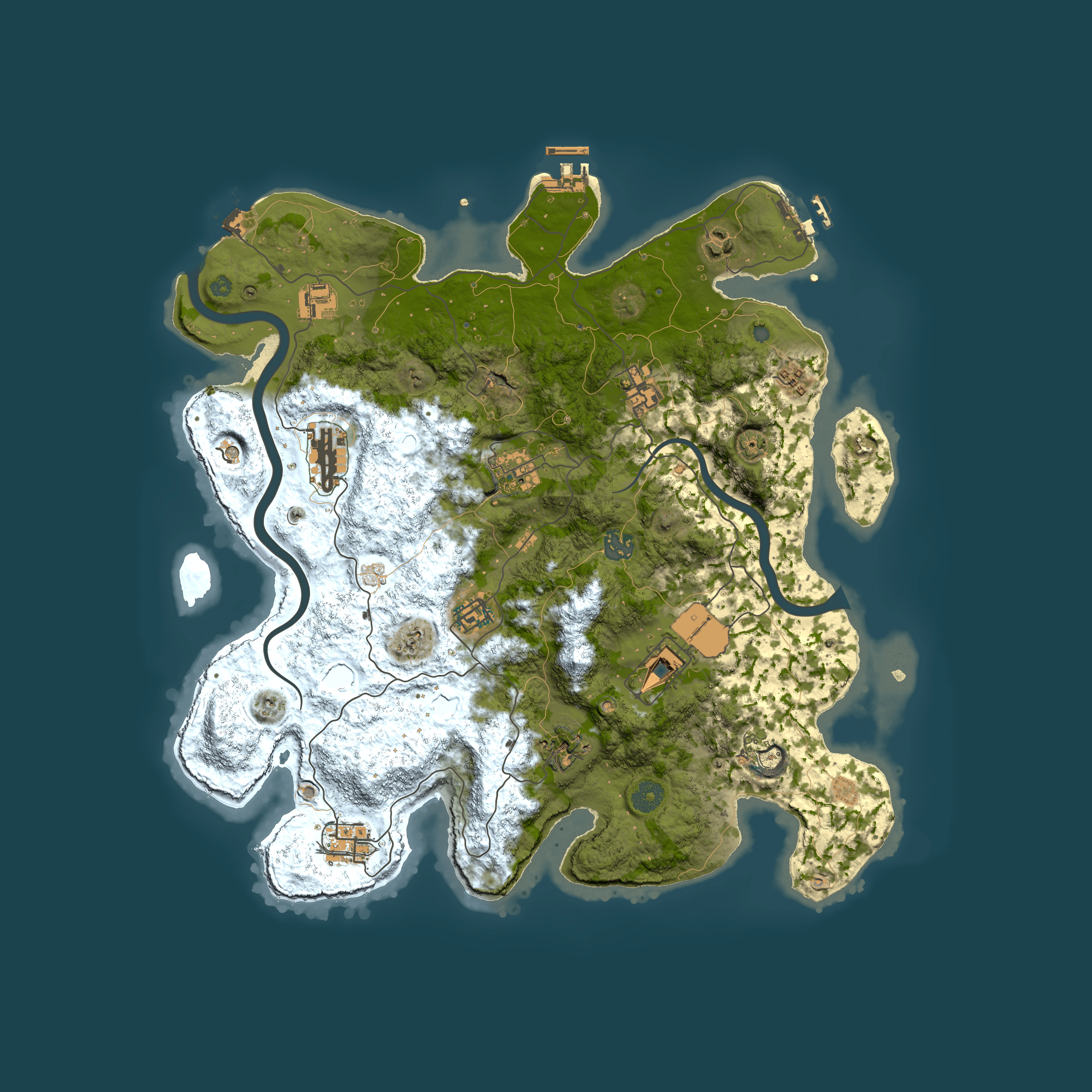 Full top-down render of Rust map seed 1143546856, 3950x3950m