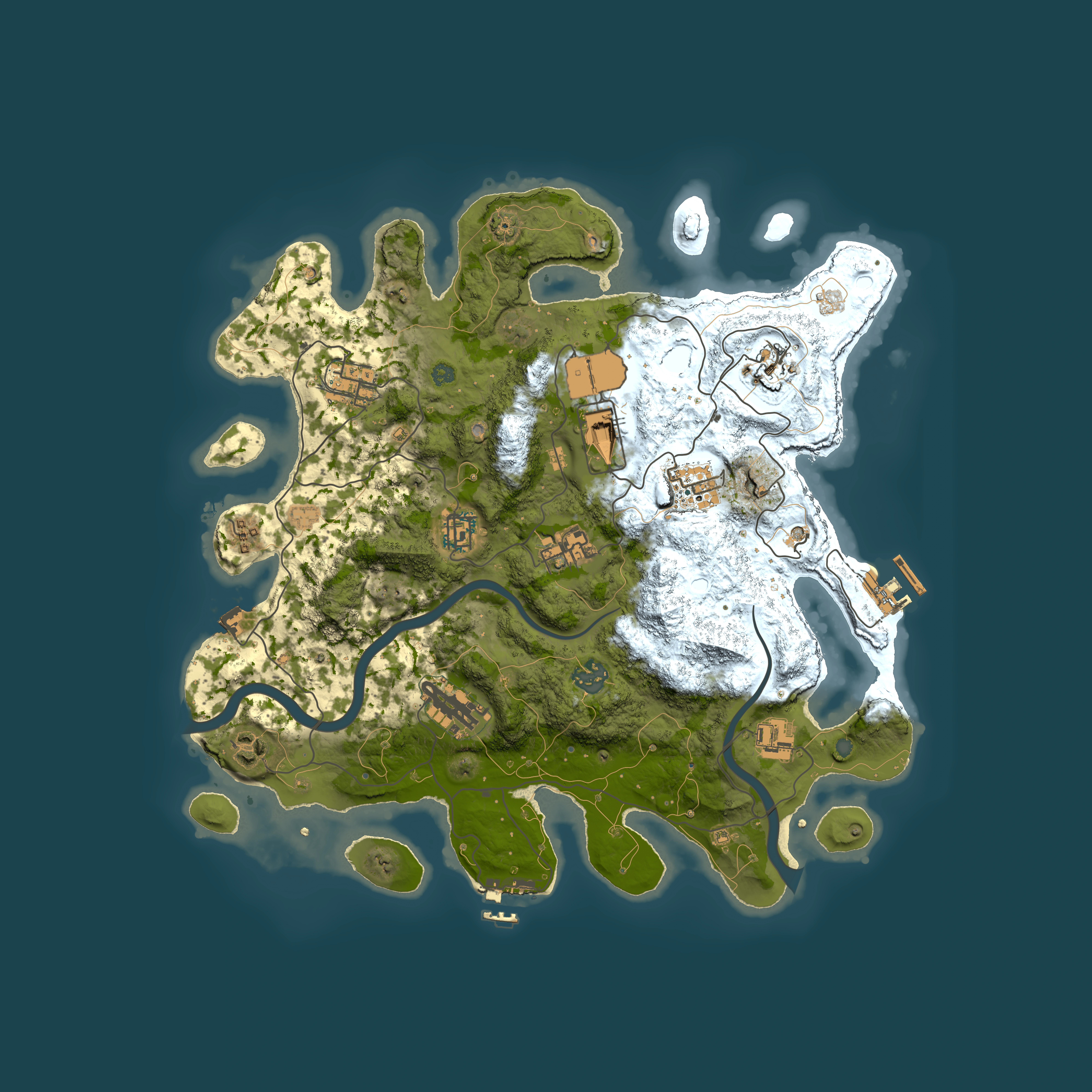 Full top-down render of Rust map seed 1620313572, 3700x3700m