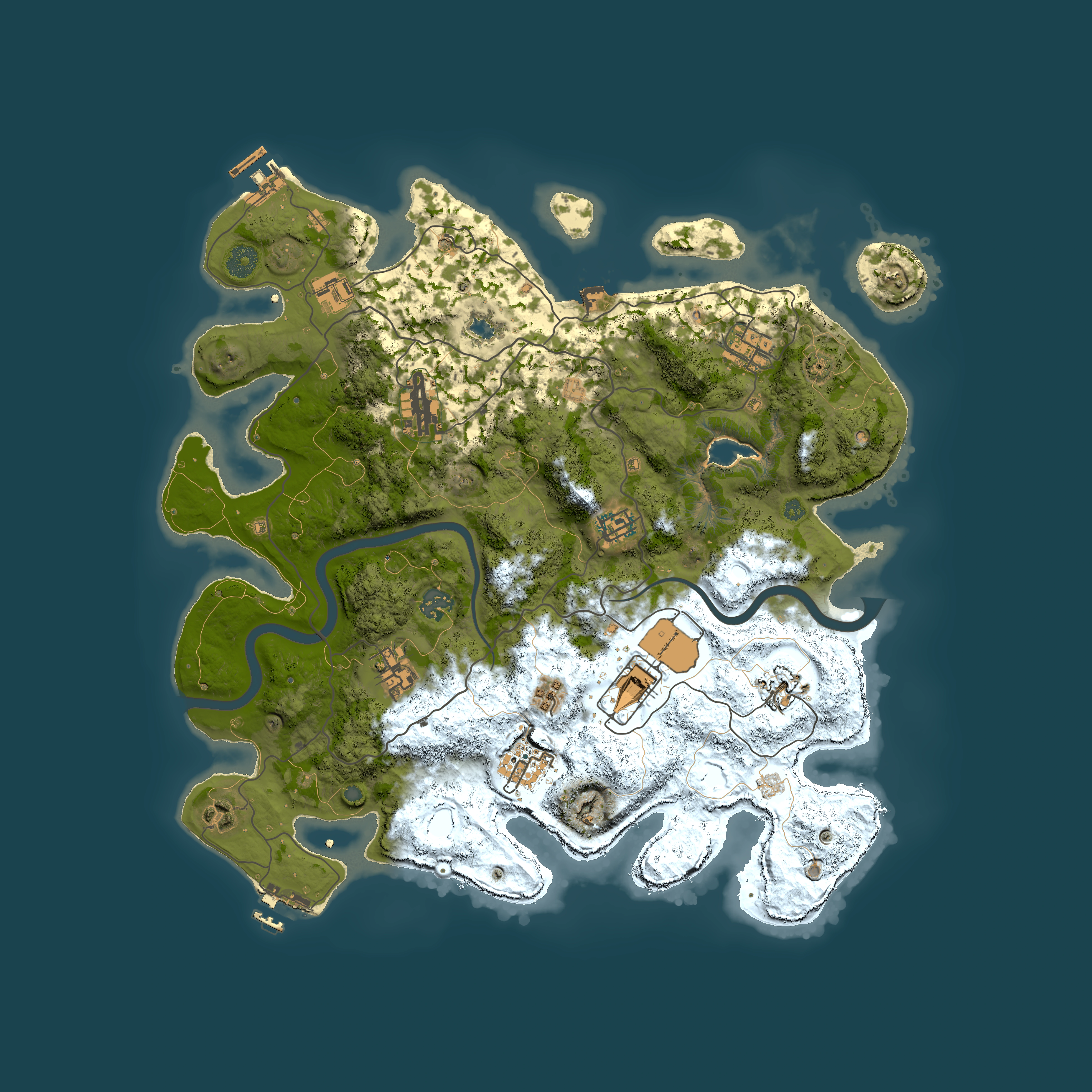 Full top-down render of Rust map seed 934279456, 4000x4000m
