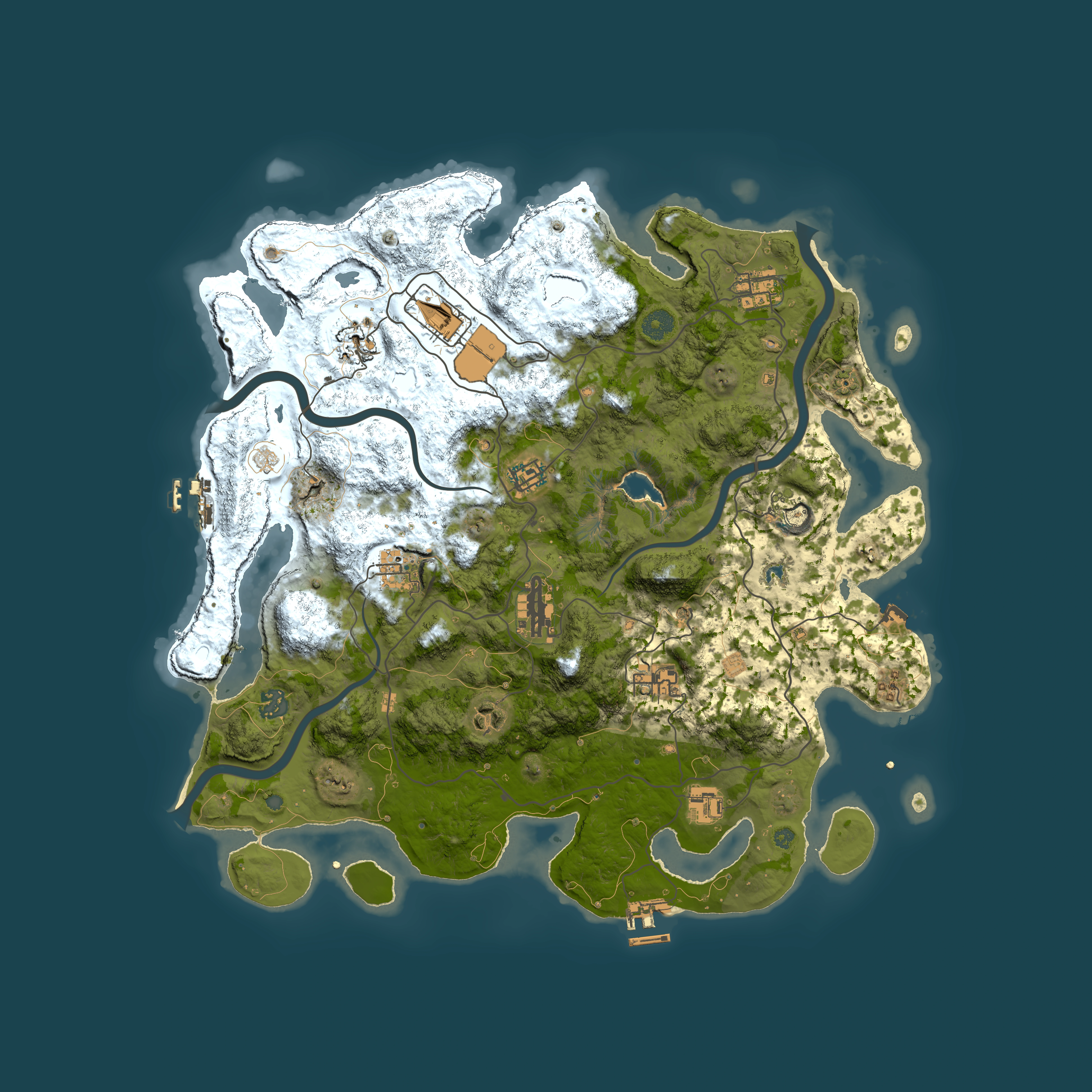 Full top-down render of Rust map seed 300375785, 4200x4200m