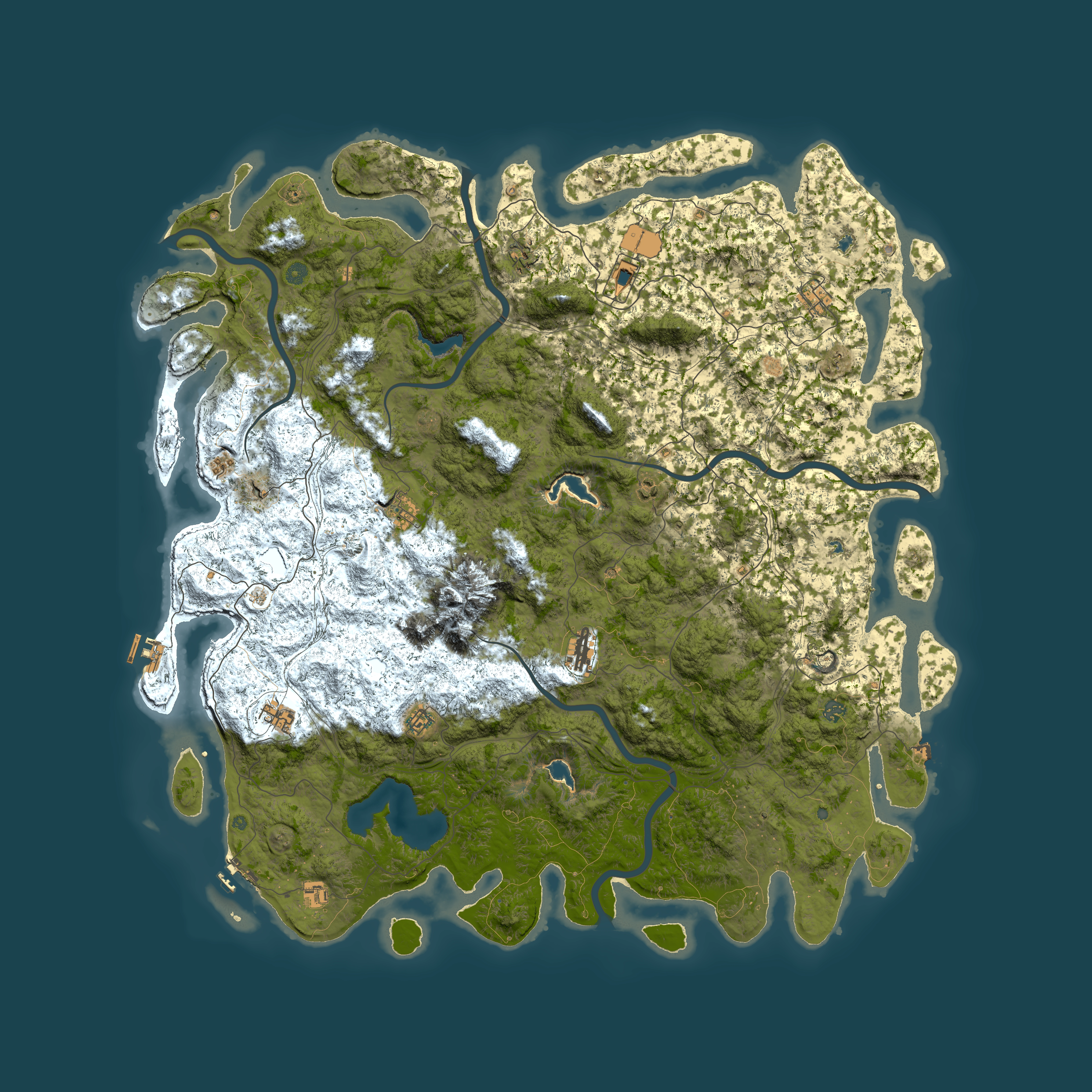 Full top-down render of Rust map seed 851664848, 6000x6000m