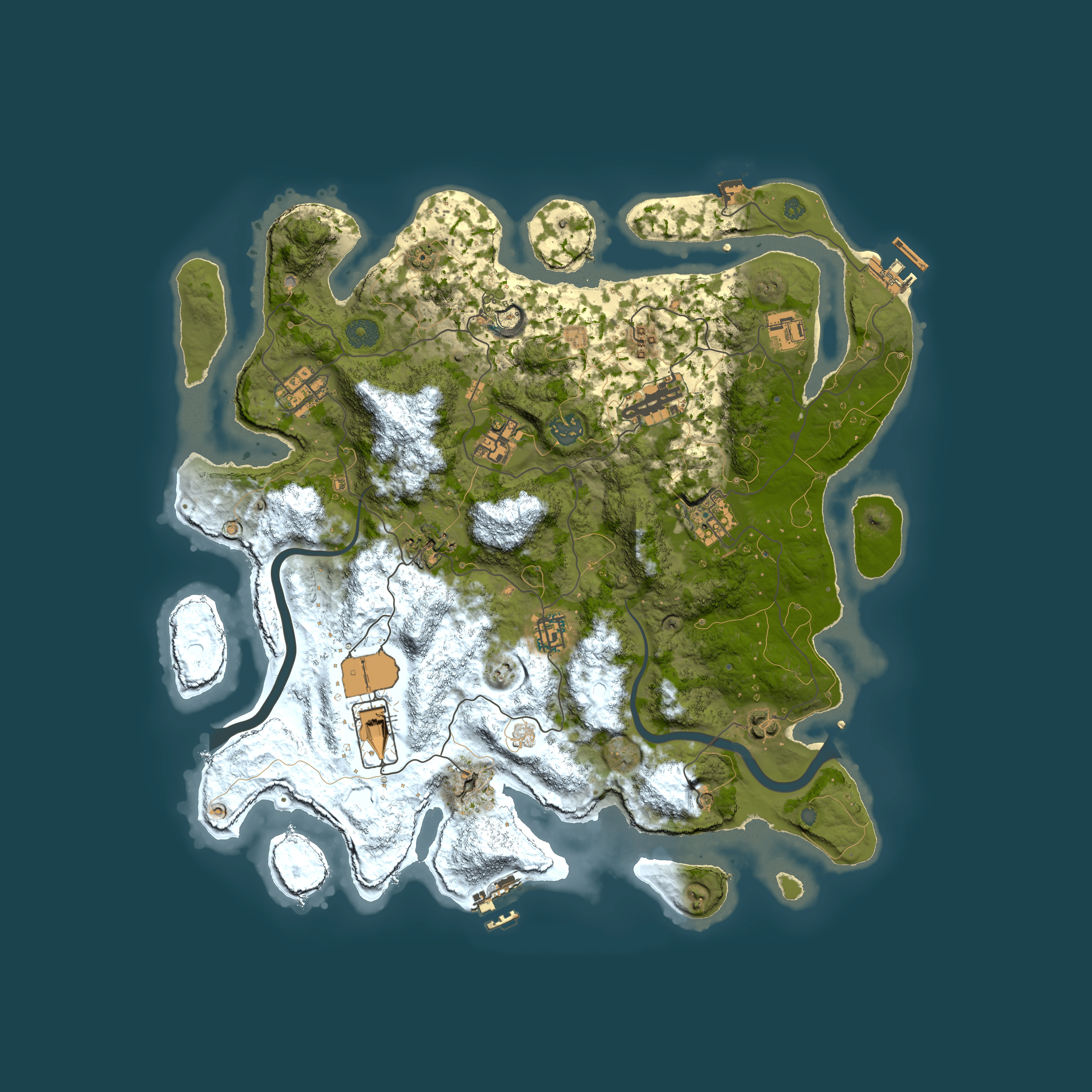 Full top-down render of Rust map seed 820972497, 3950x3950m
