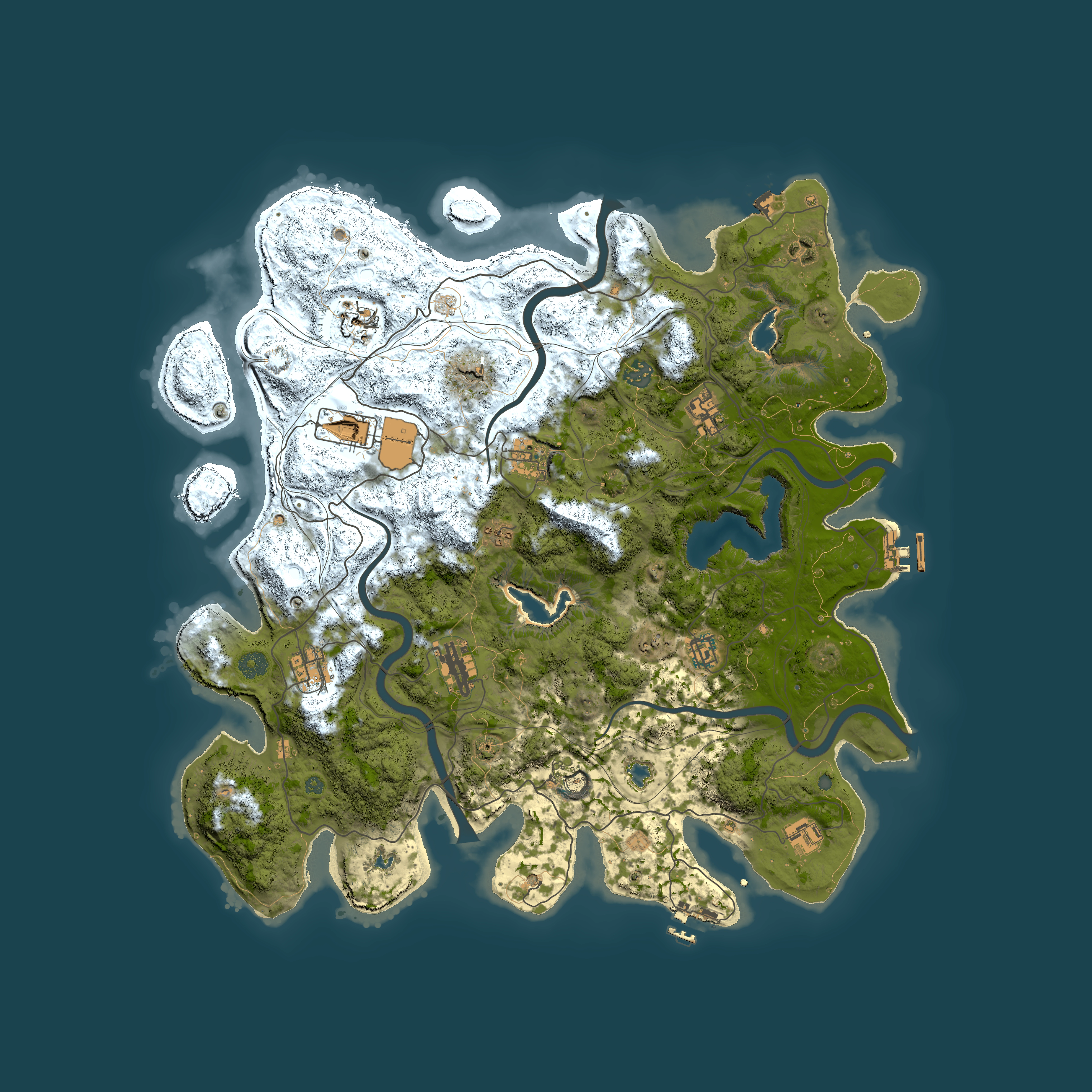 Full top-down render of Rust map seed 1627926878, 4500x4500m