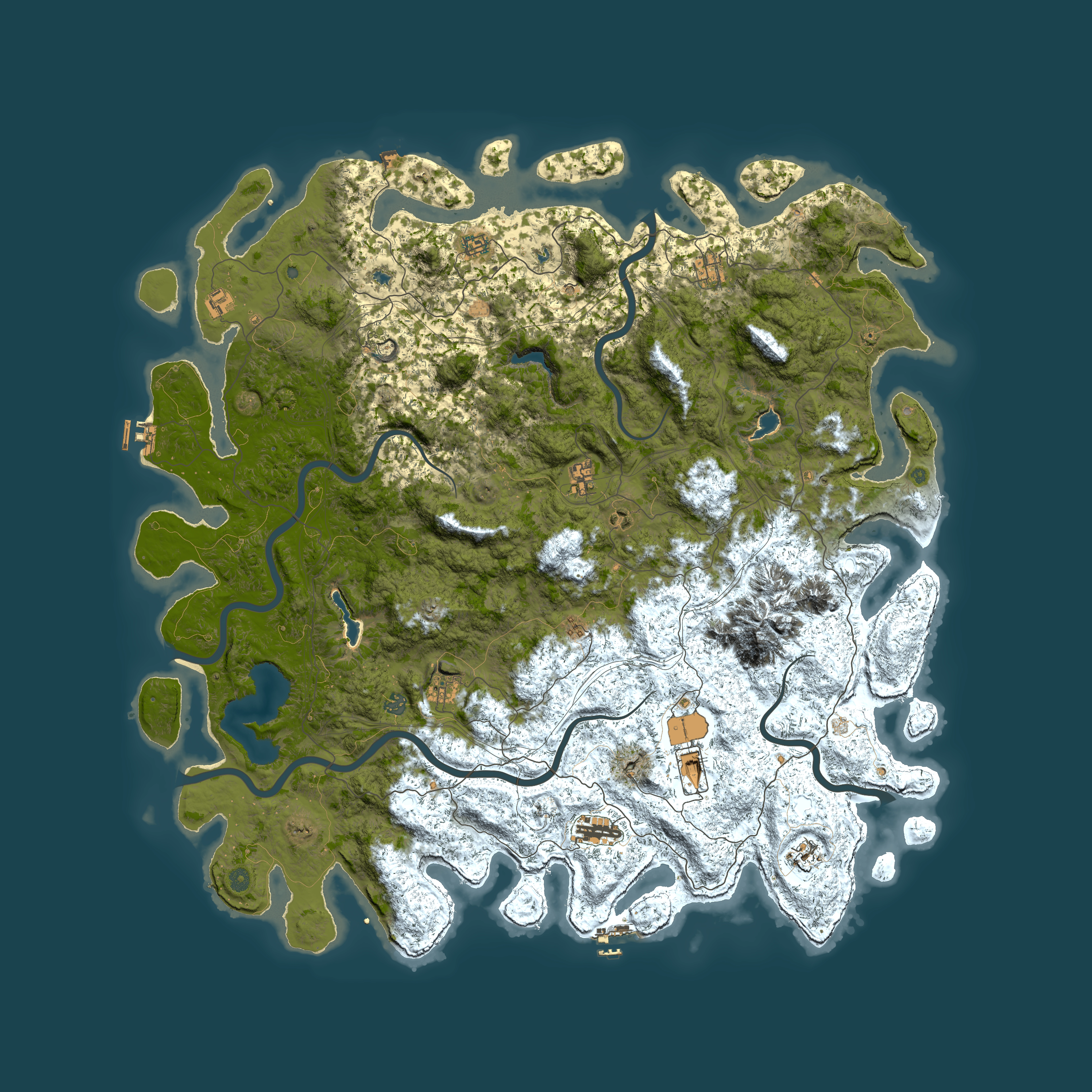 Full top-down render of Rust map seed 420669367, 5850x5850m