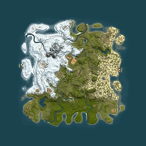 Rust map seed 142045884, 5000x5000m top-down preview