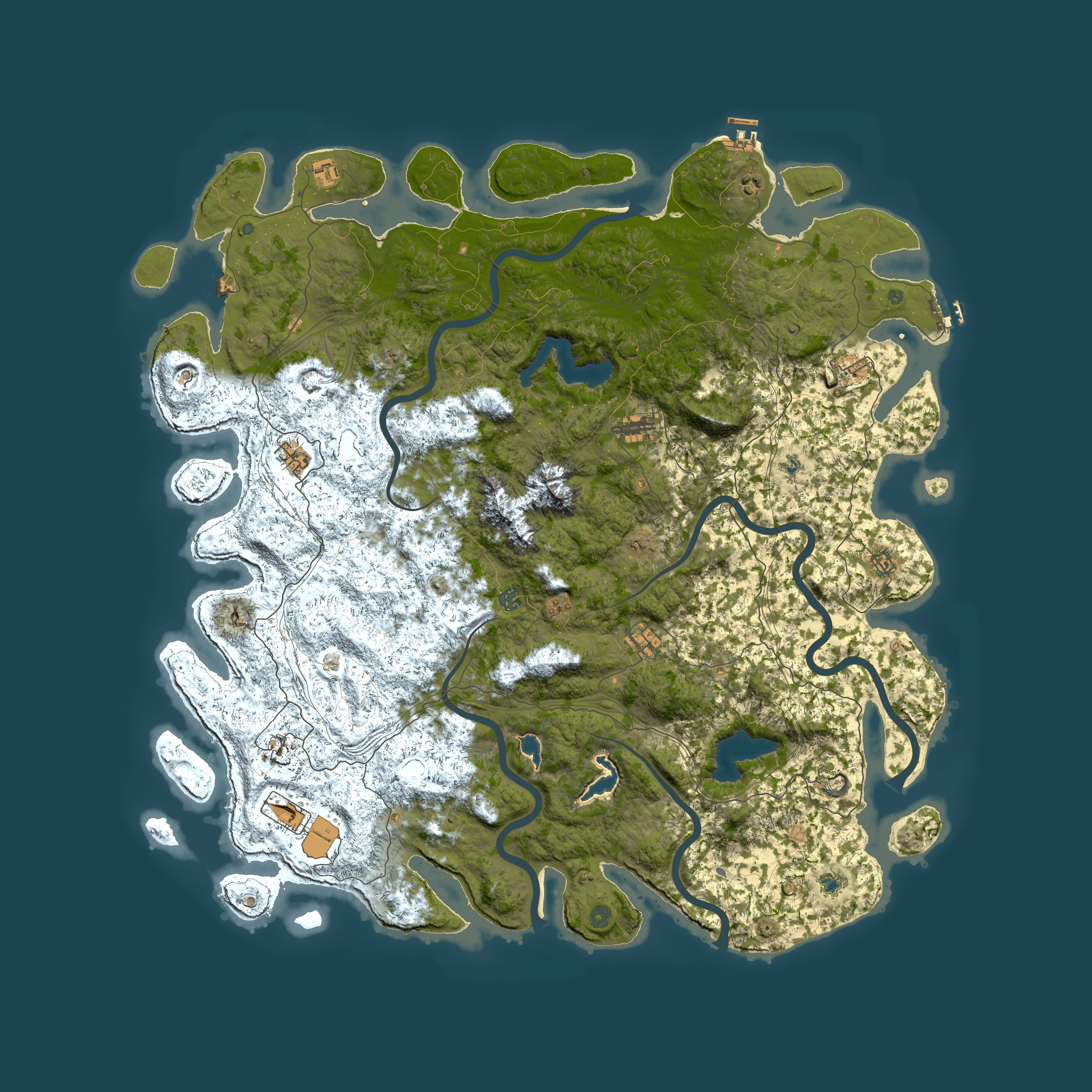 Full top-down render of Rust map seed 1009457648, 5900x5900m