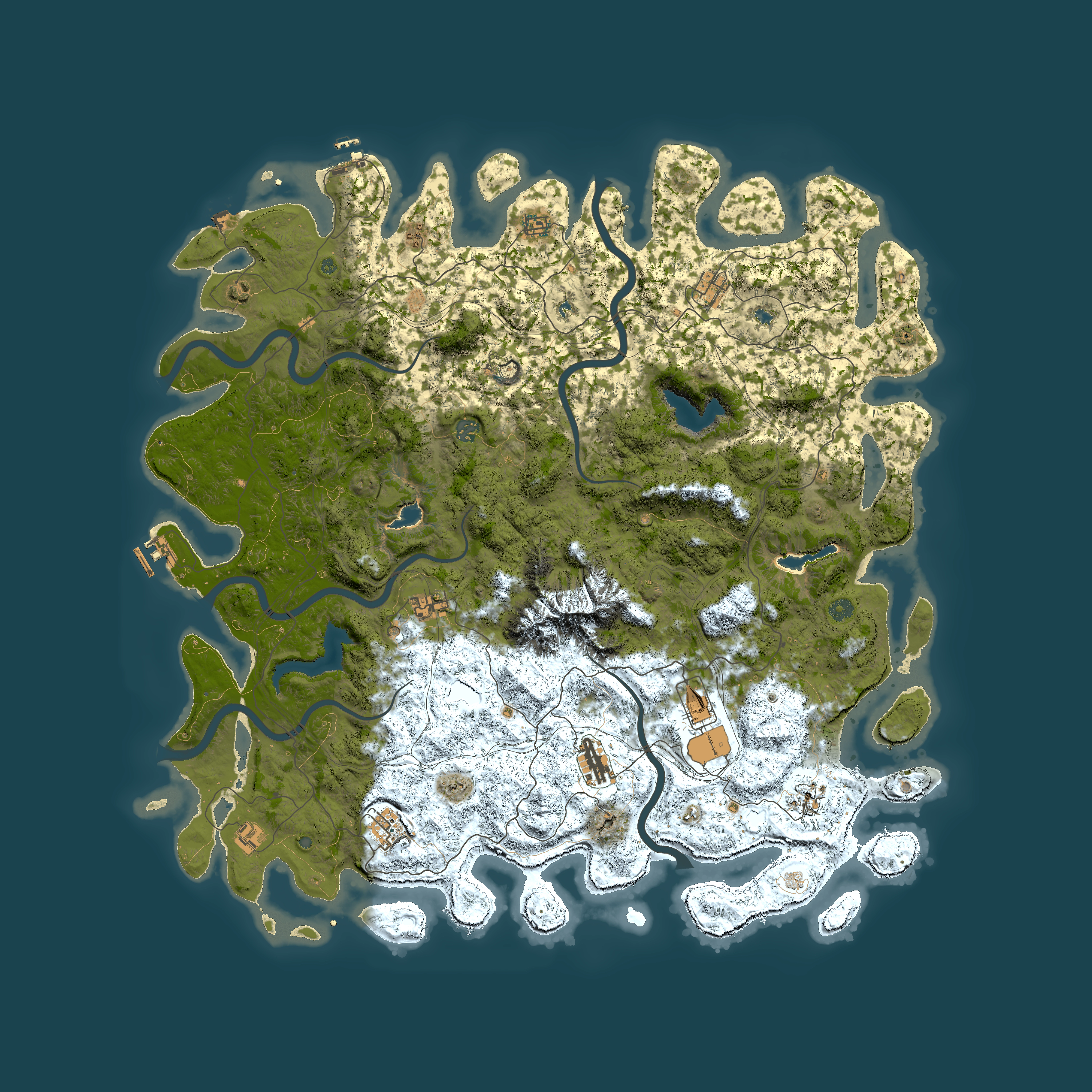 Full top-down render of Rust map seed 130871819, 5500x5500m