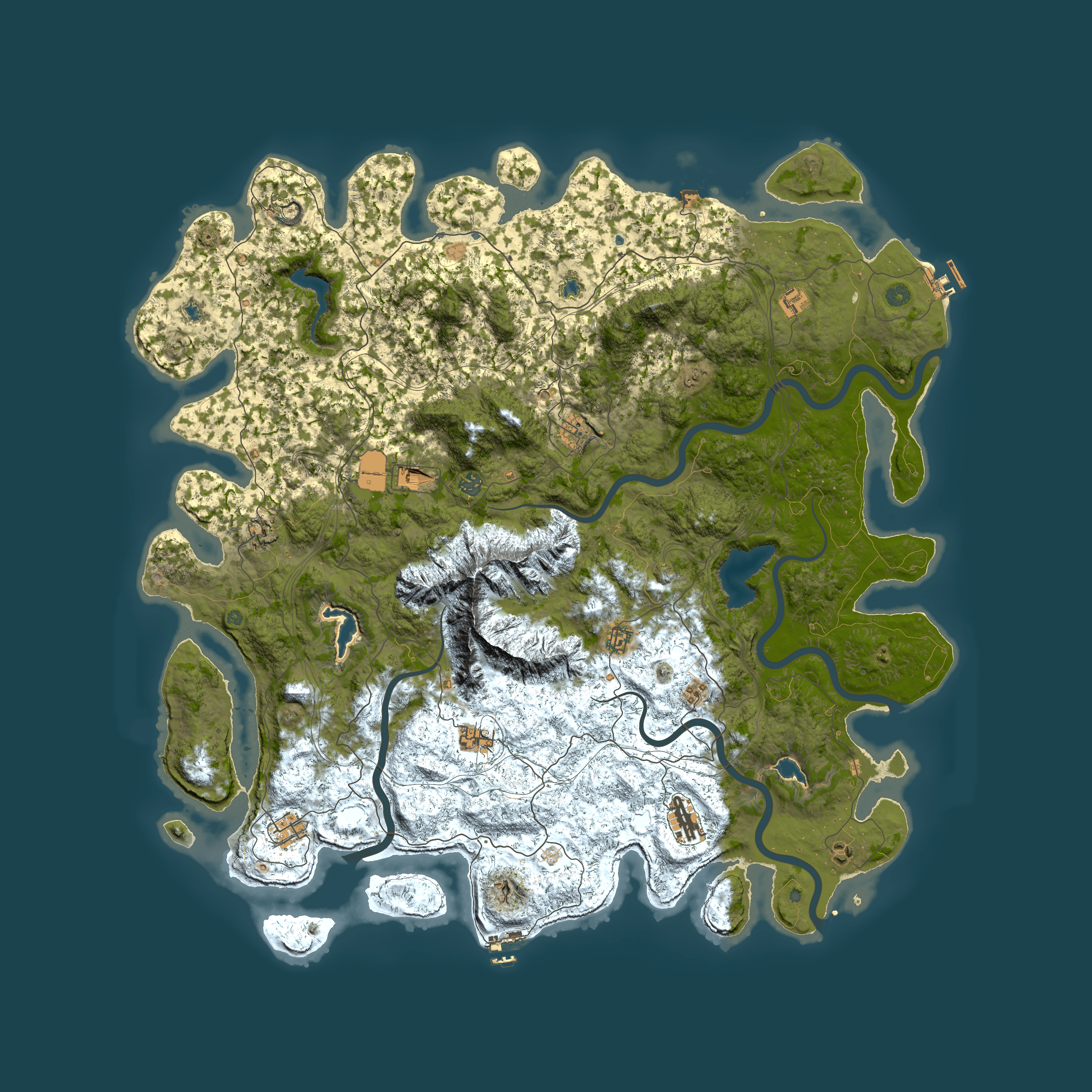 Full top-down render of Rust map seed 64665789, 5650x5650m