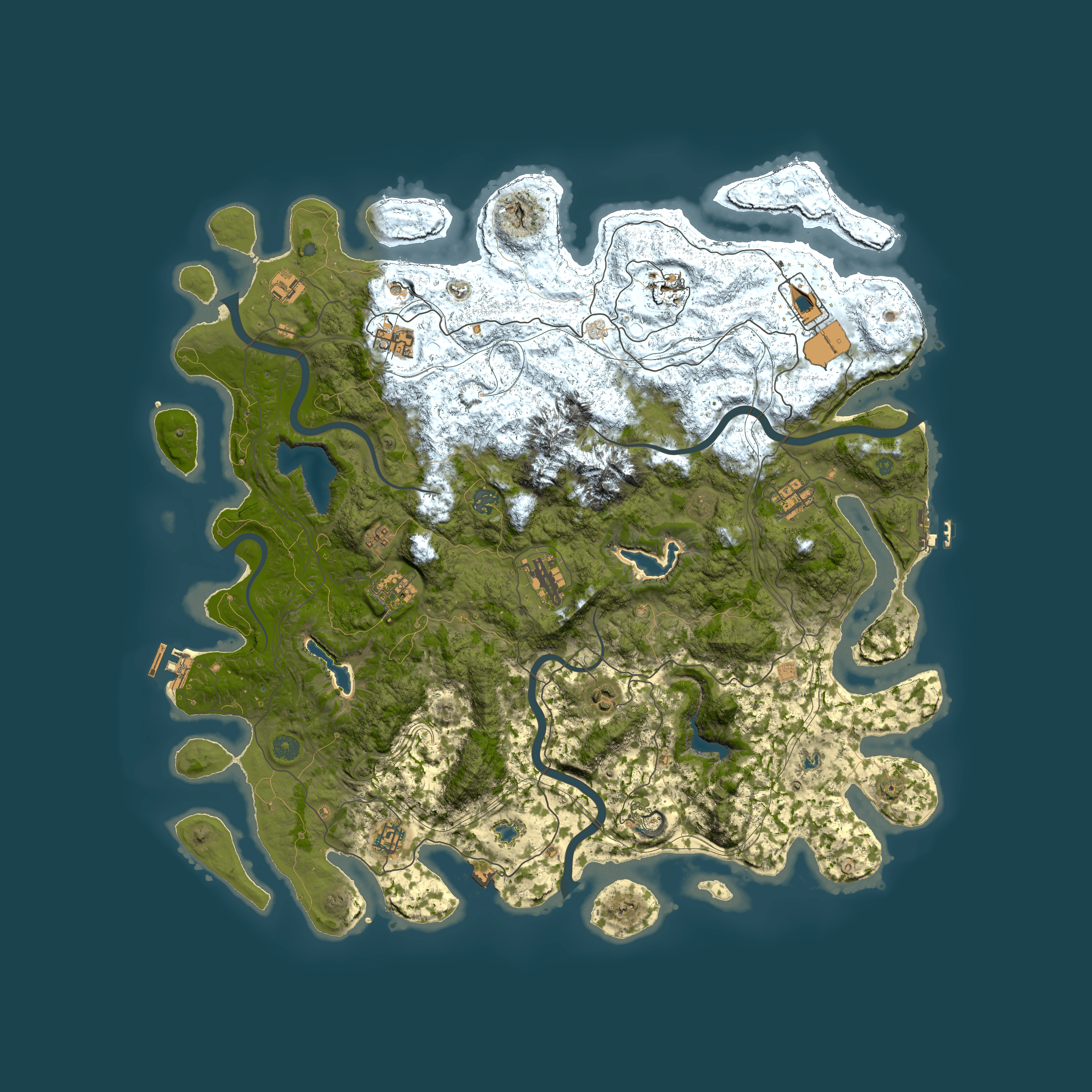 Full top-down render of Rust map seed 809016472, 5000x5000m