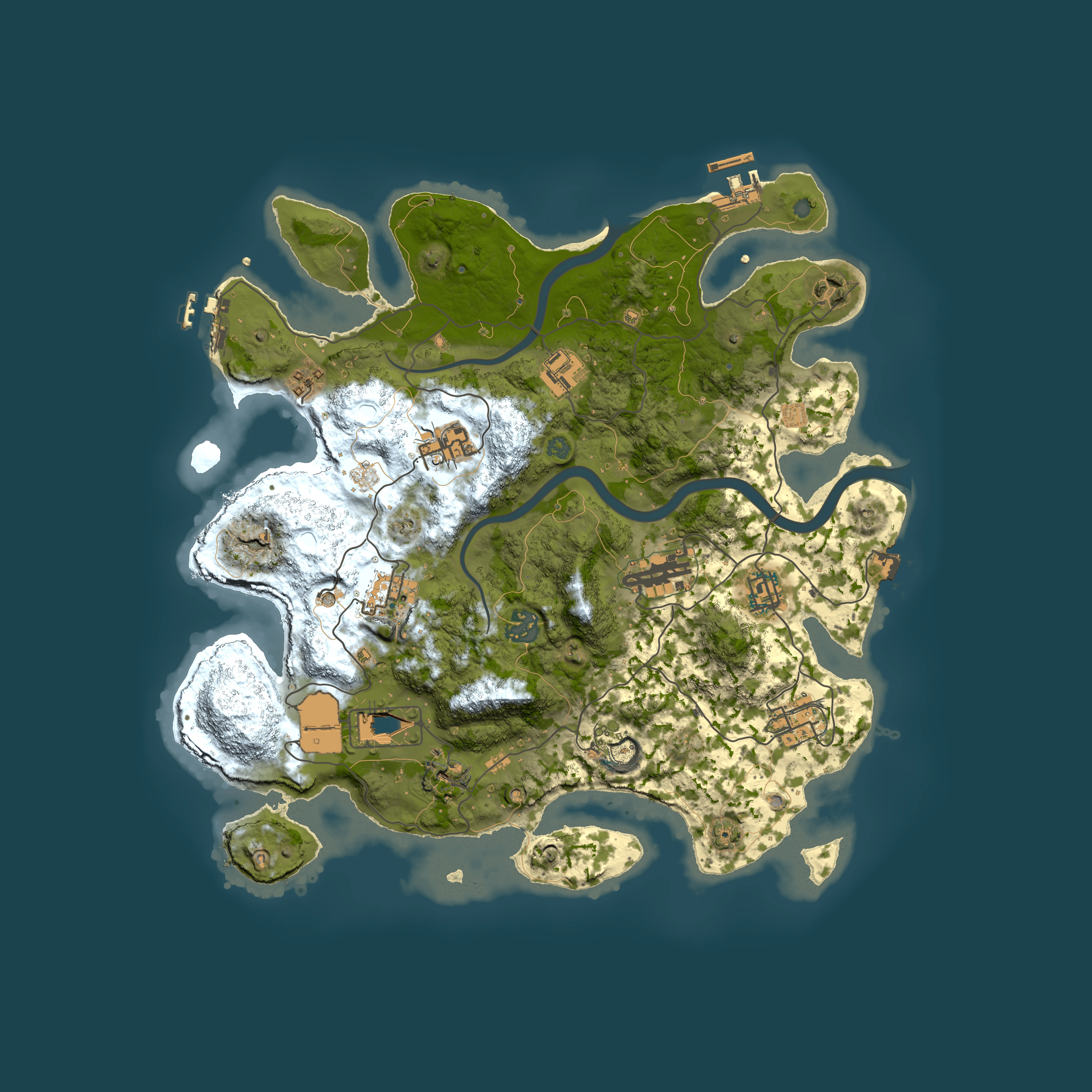 Full top-down render of Rust map seed 1469951509, 3600x3600m