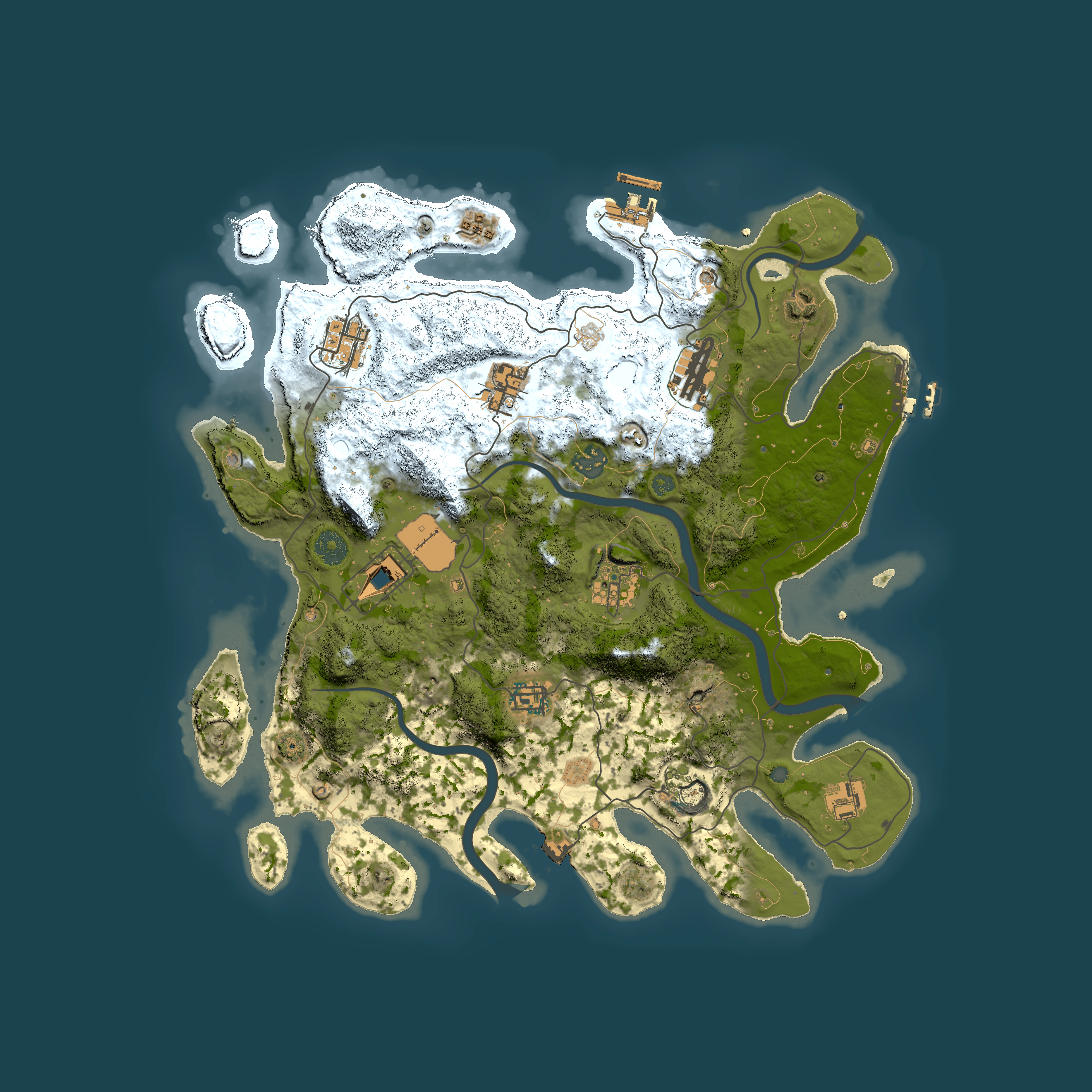 Full top-down render of Rust map seed 1687191420, 3800x3800m